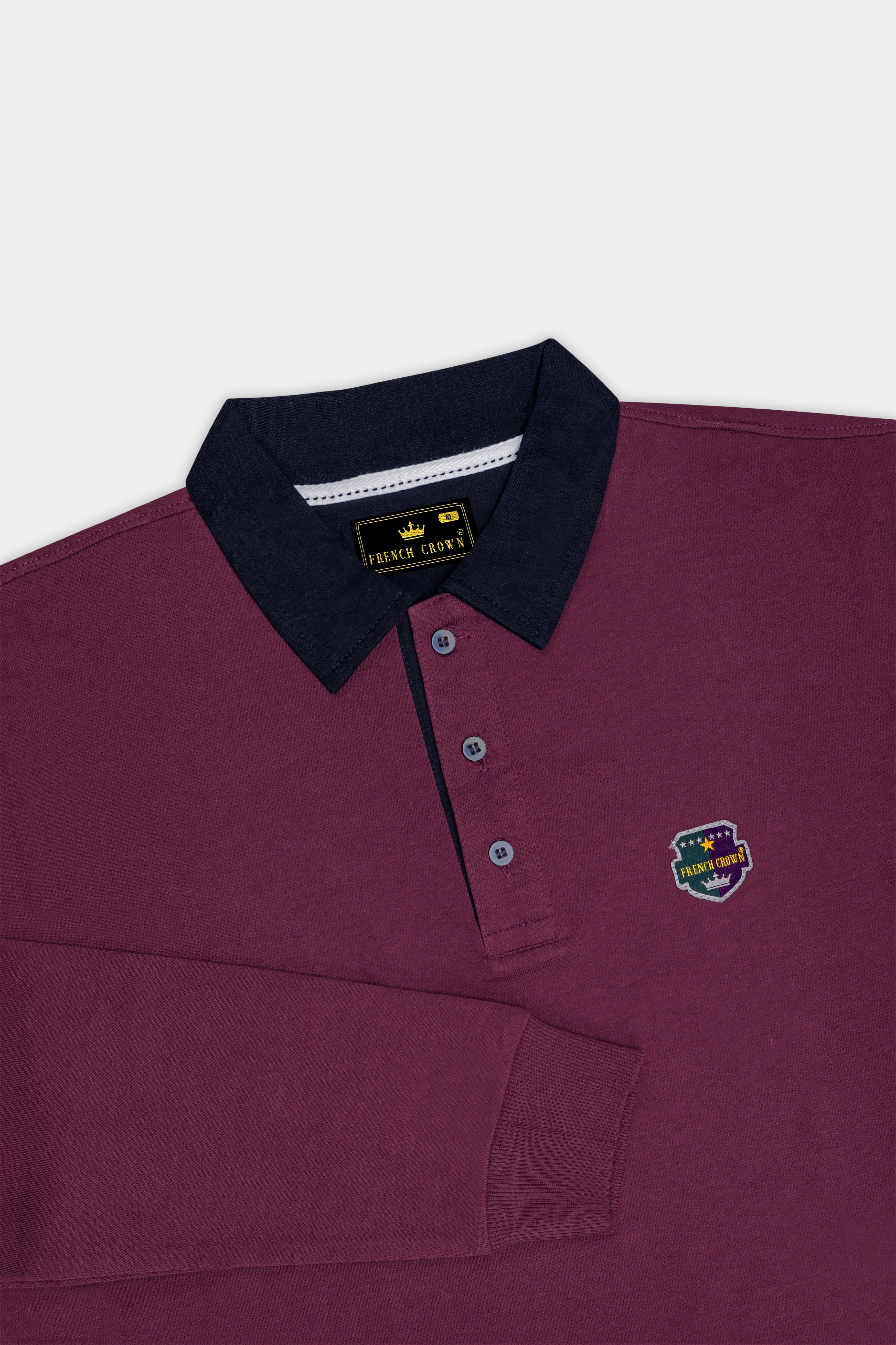 Tuscan Pink with Block Pattern Mercerised Pique Polo Sweatshirt