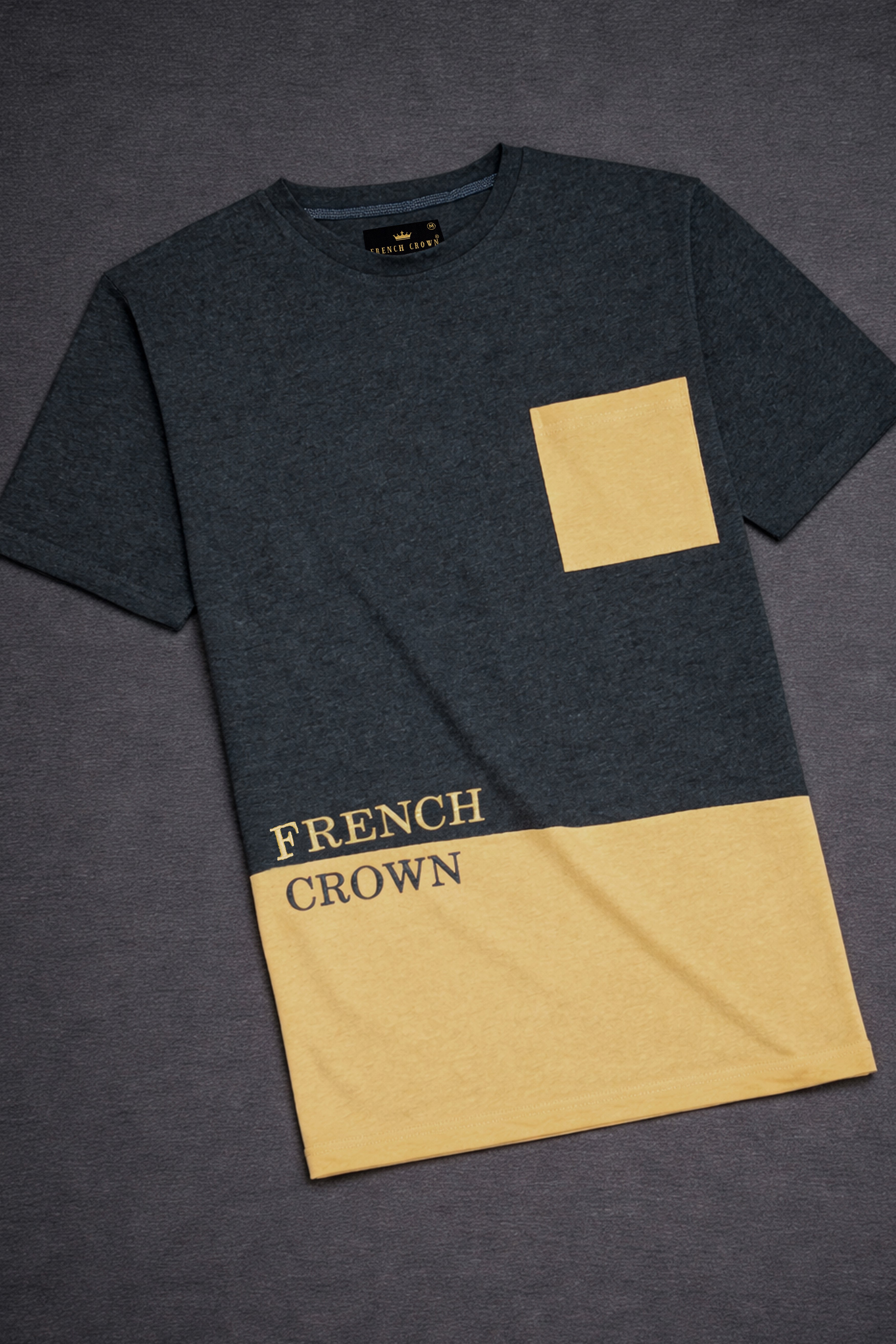 Gunmetal Gray and Marzipan Yellow Premium Cotton T-Shirt