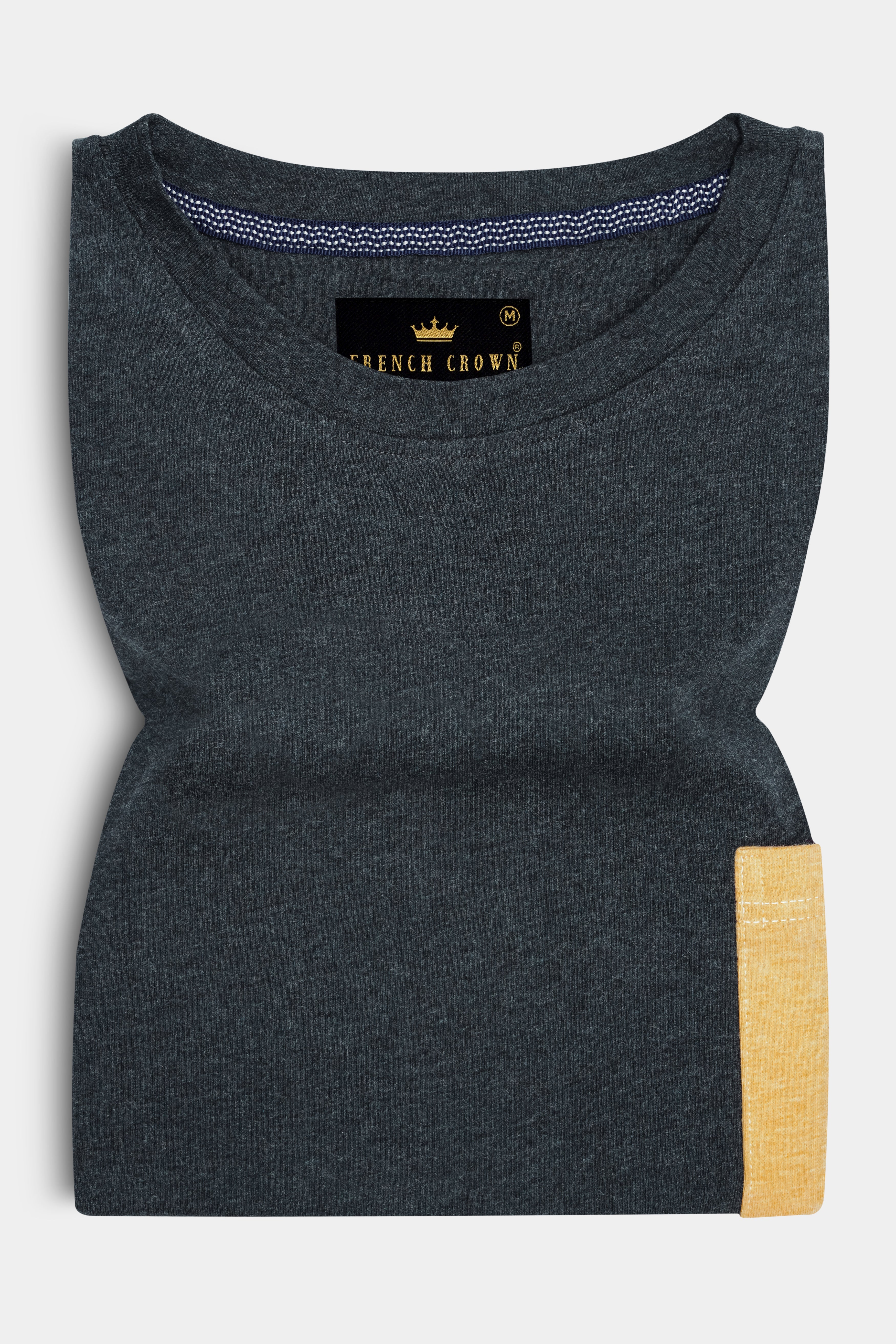 Gunmetal Gray and Marzipan Yellow Premium Cotton T-Shirt