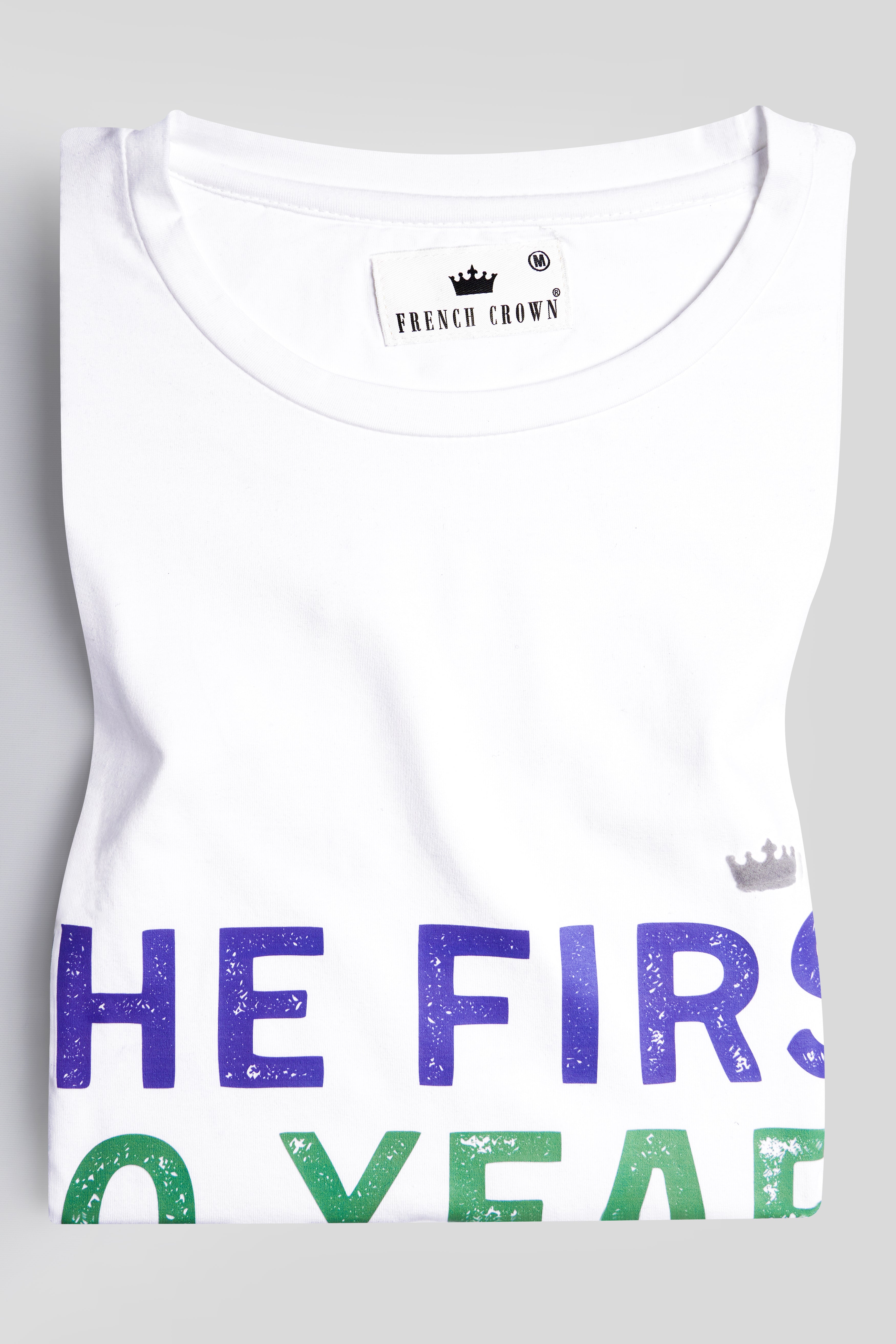 Bright White Printed Premium Cotton T-shirt TS854-W01-RPRT80-S, TS854-W01-RPRT80-M, TS854-W01-RPRT80-L, TS854-W01-RPRT80-XL, TS854-W01-RPRT80-XXL