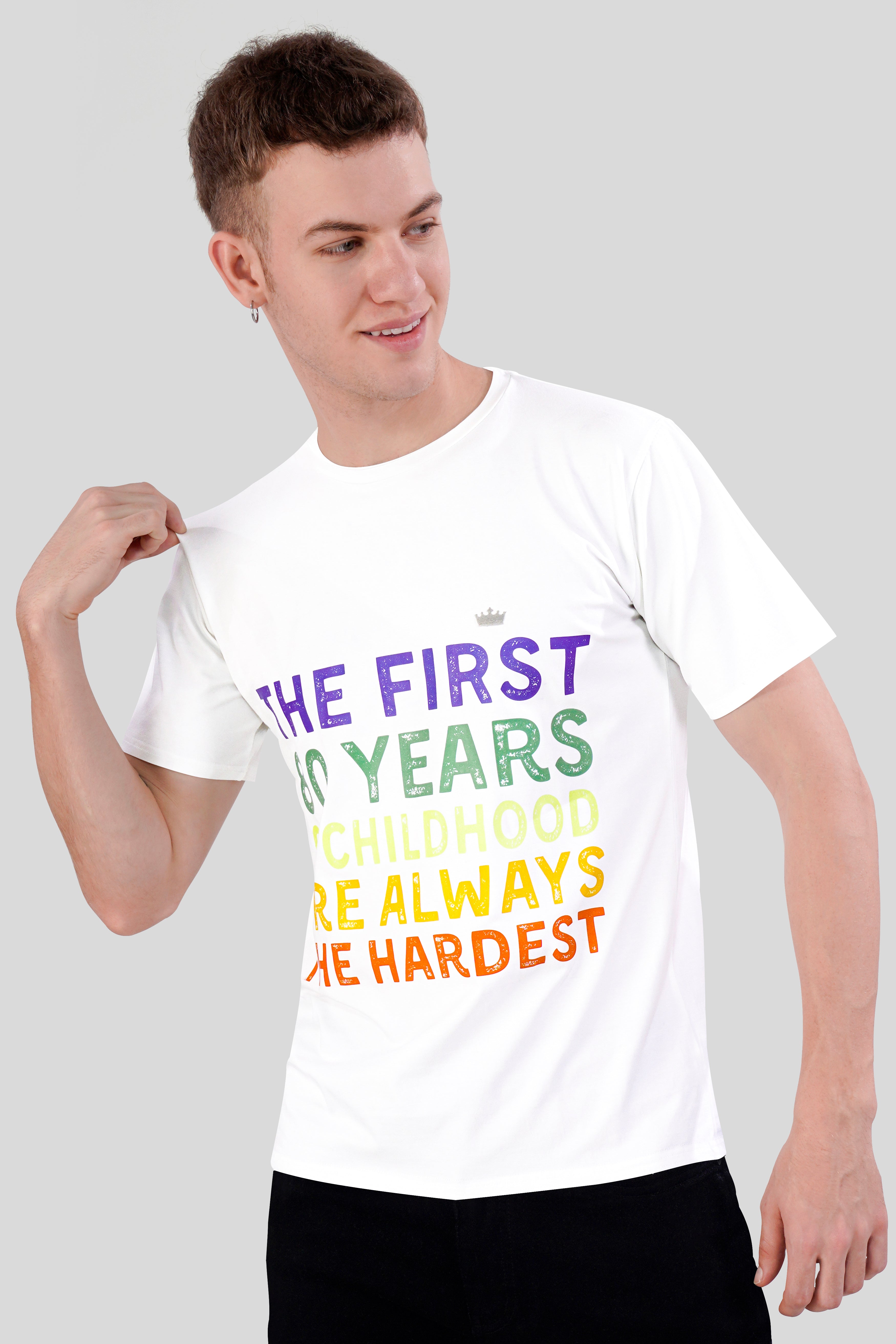 Bright White Printed Premium Cotton T-shirt TS854-W01-RPRT80-S, TS854-W01-RPRT80-M, TS854-W01-RPRT80-L, TS854-W01-RPRT80-XL, TS854-W01-RPRT80-XXL