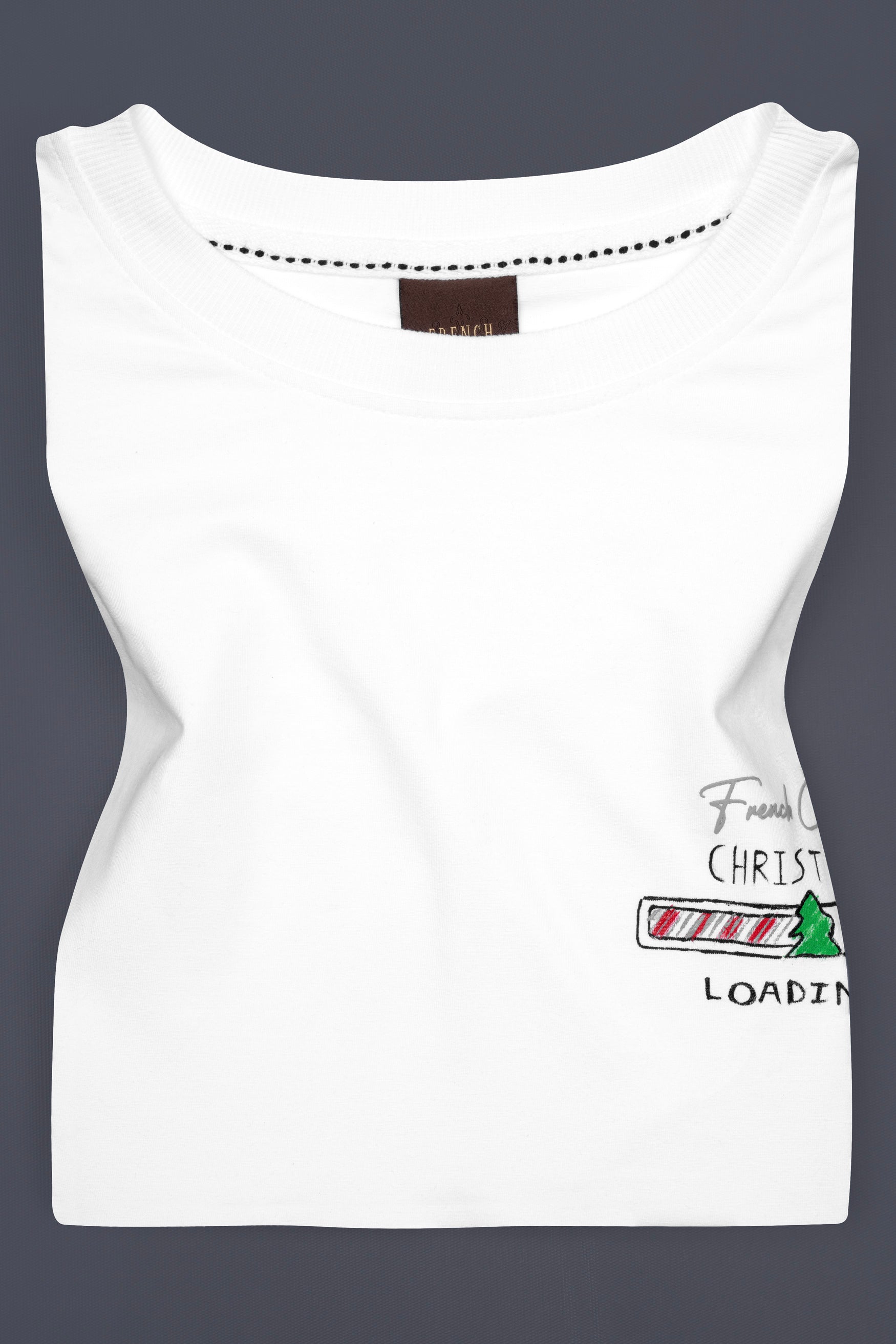 Bright White Christmas Hand Painted Premium Cotton T-Shirt