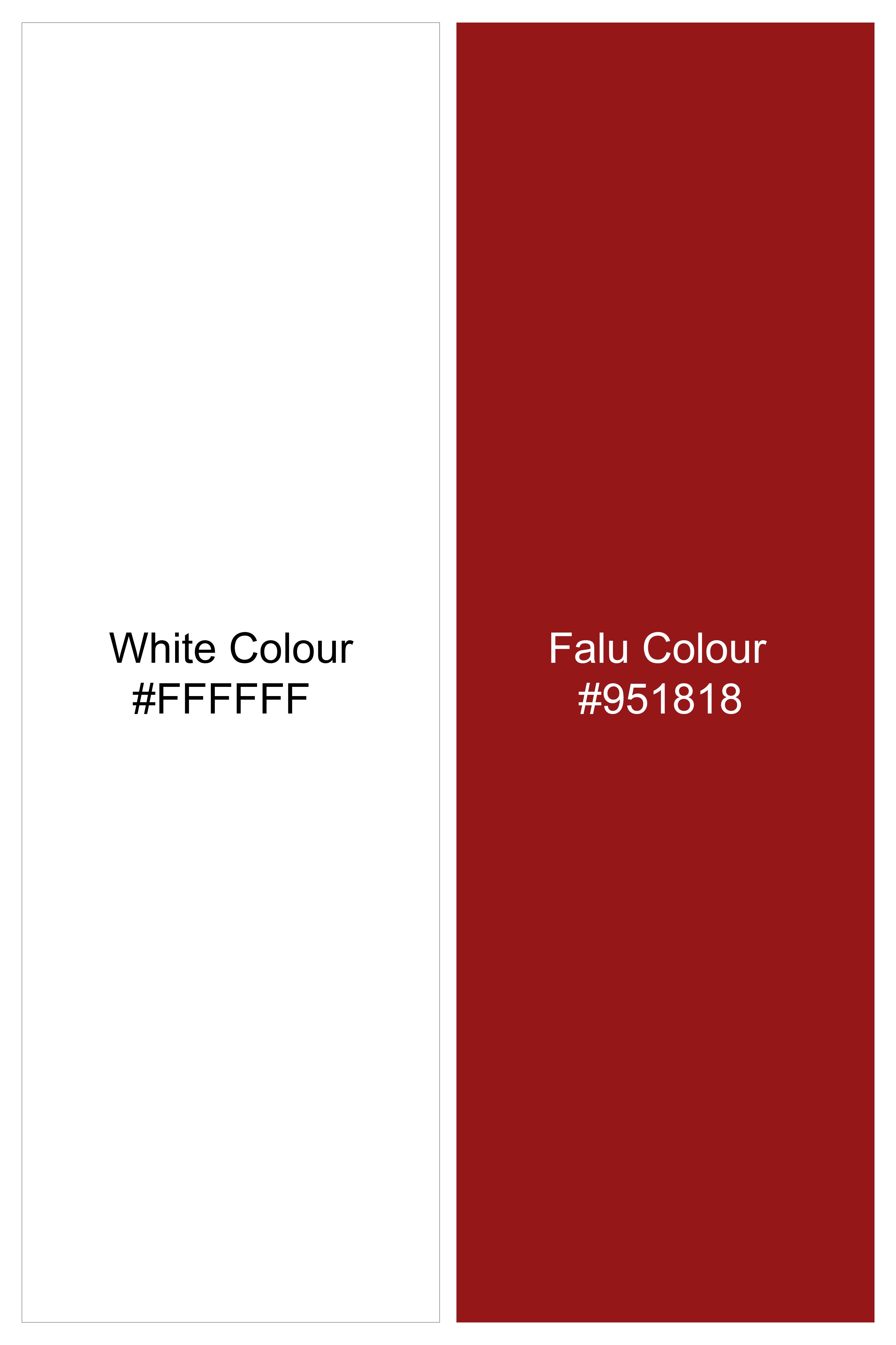 Bright White with Falu Red Premium Cotton T-shirt TS949-S, TS949-M, TS949-L, TS949-XL, TS949-XXL