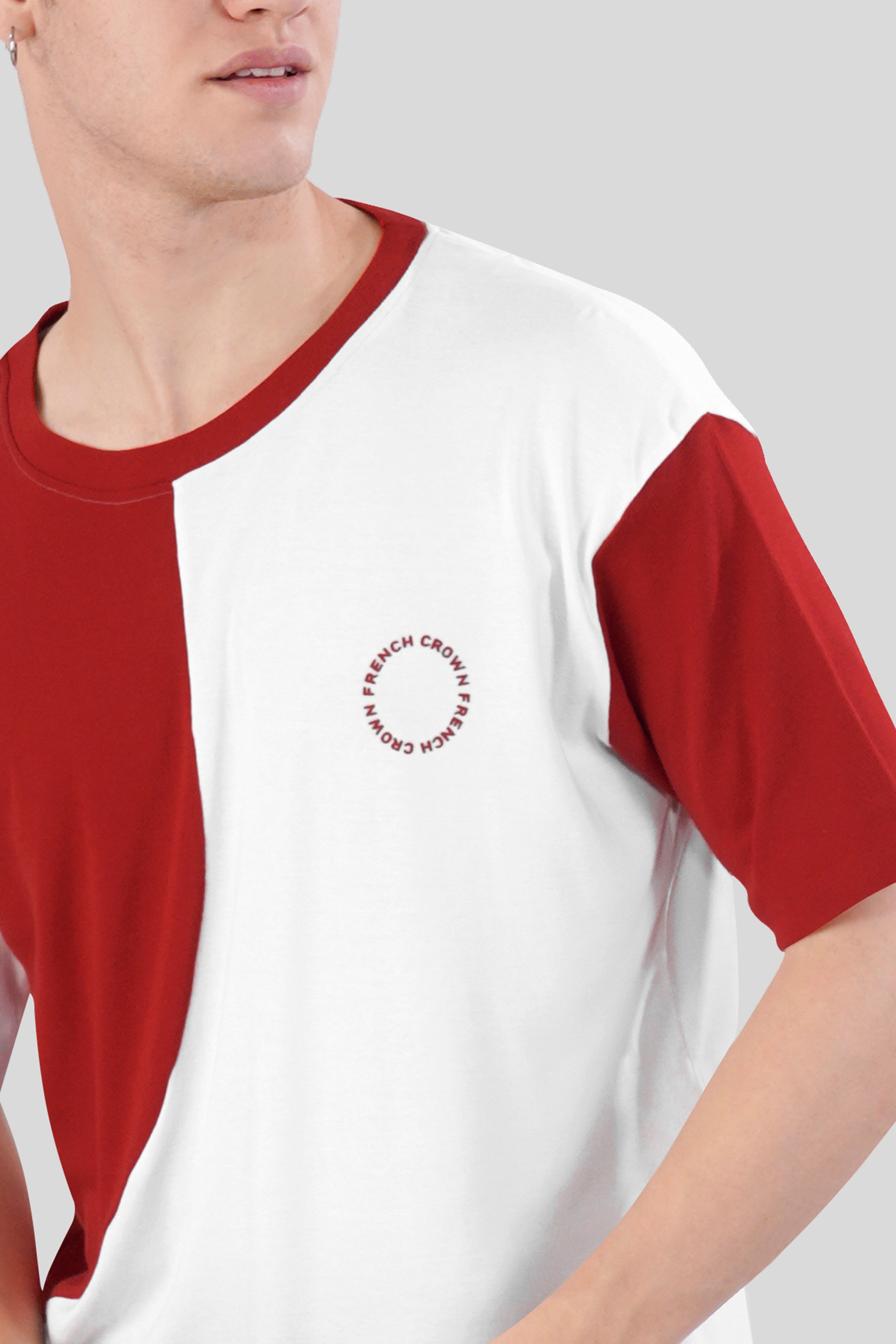 Bright White with Falu Red Premium Cotton T-shirt TS949-S, TS949-M, TS949-L, TS949-XL, TS949-XXL