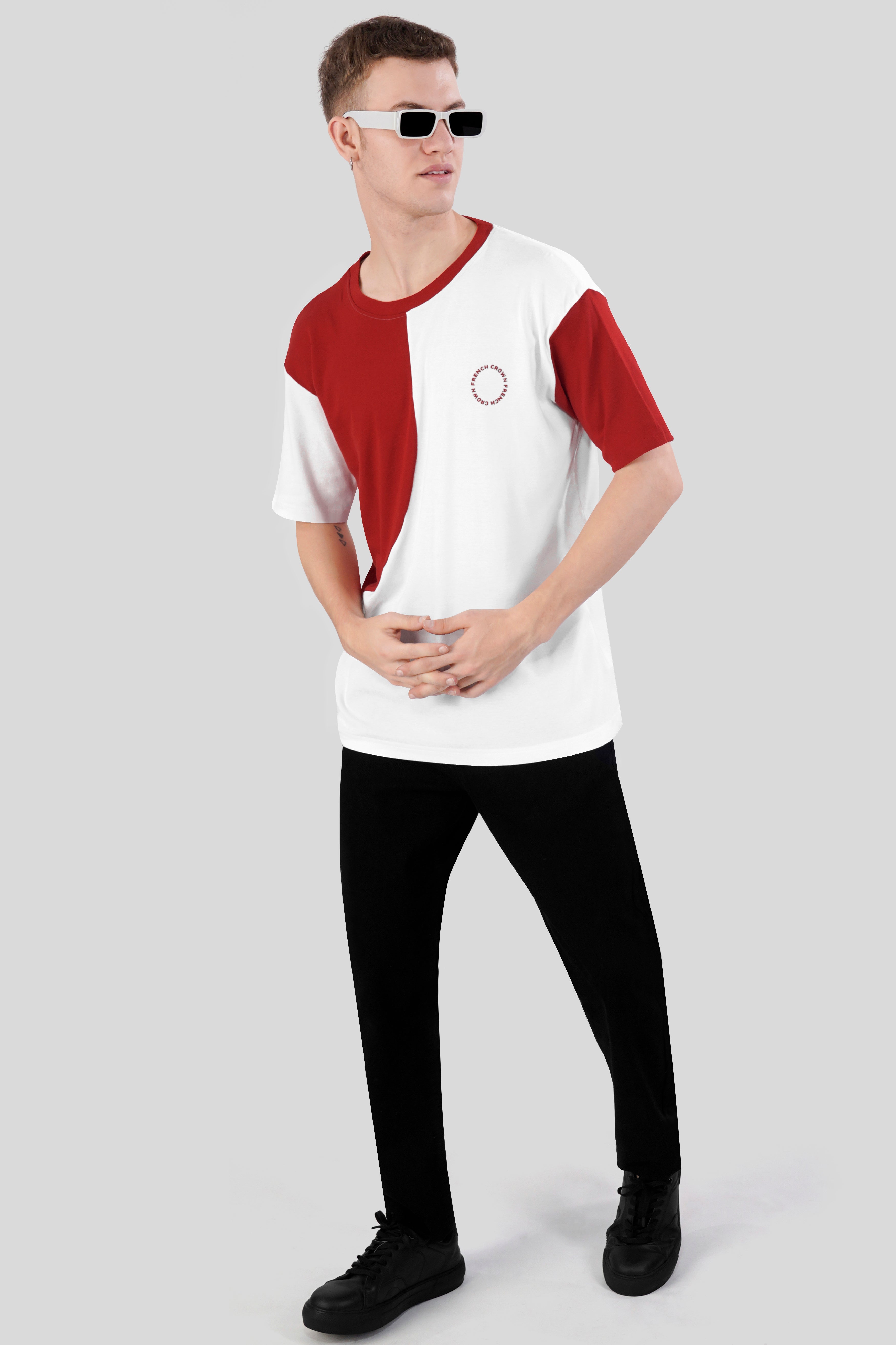 Bright White with Falu Red Premium Cotton T-shirt TS949-S, TS949-M, TS949-L, TS949-XL, TS949-XXL