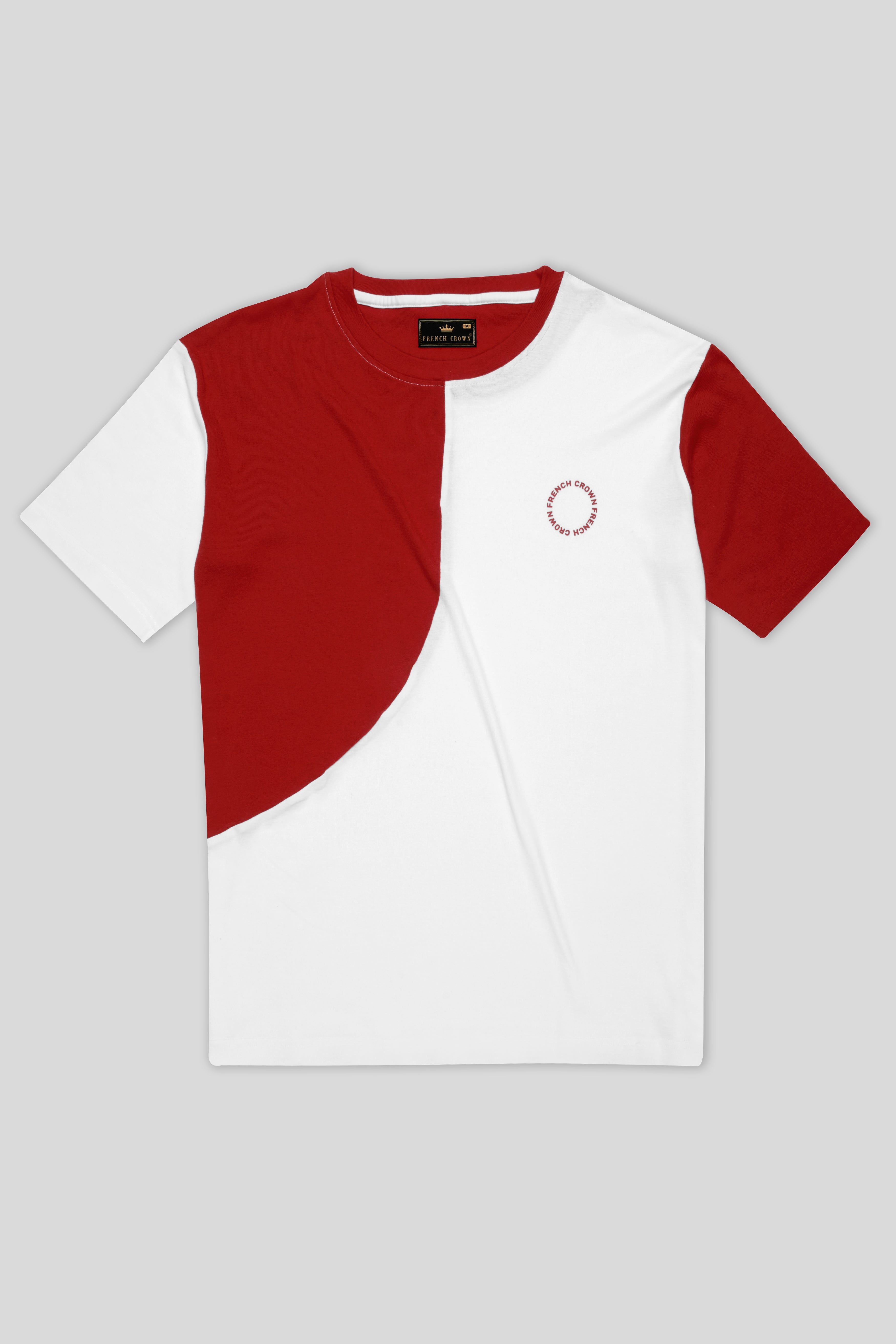Bright White with Falu Red Premium Cotton T-shirt TS949-S, TS949-M, TS949-L, TS949-XL, TS949-XXL