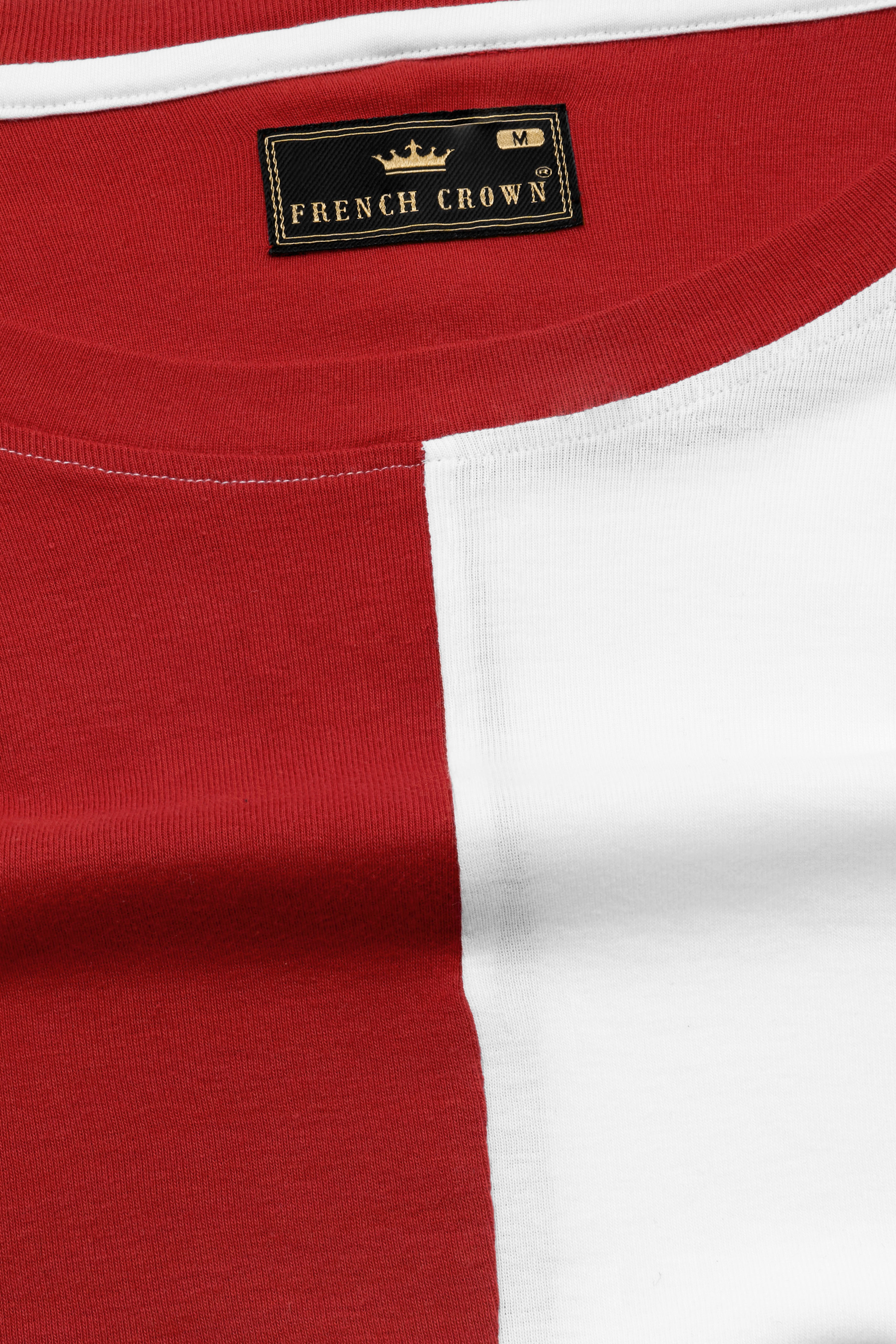 Bright White with Falu Red Premium Cotton T-shirt TS949-S, TS949-M, TS949-L, TS949-XL, TS949-XXL