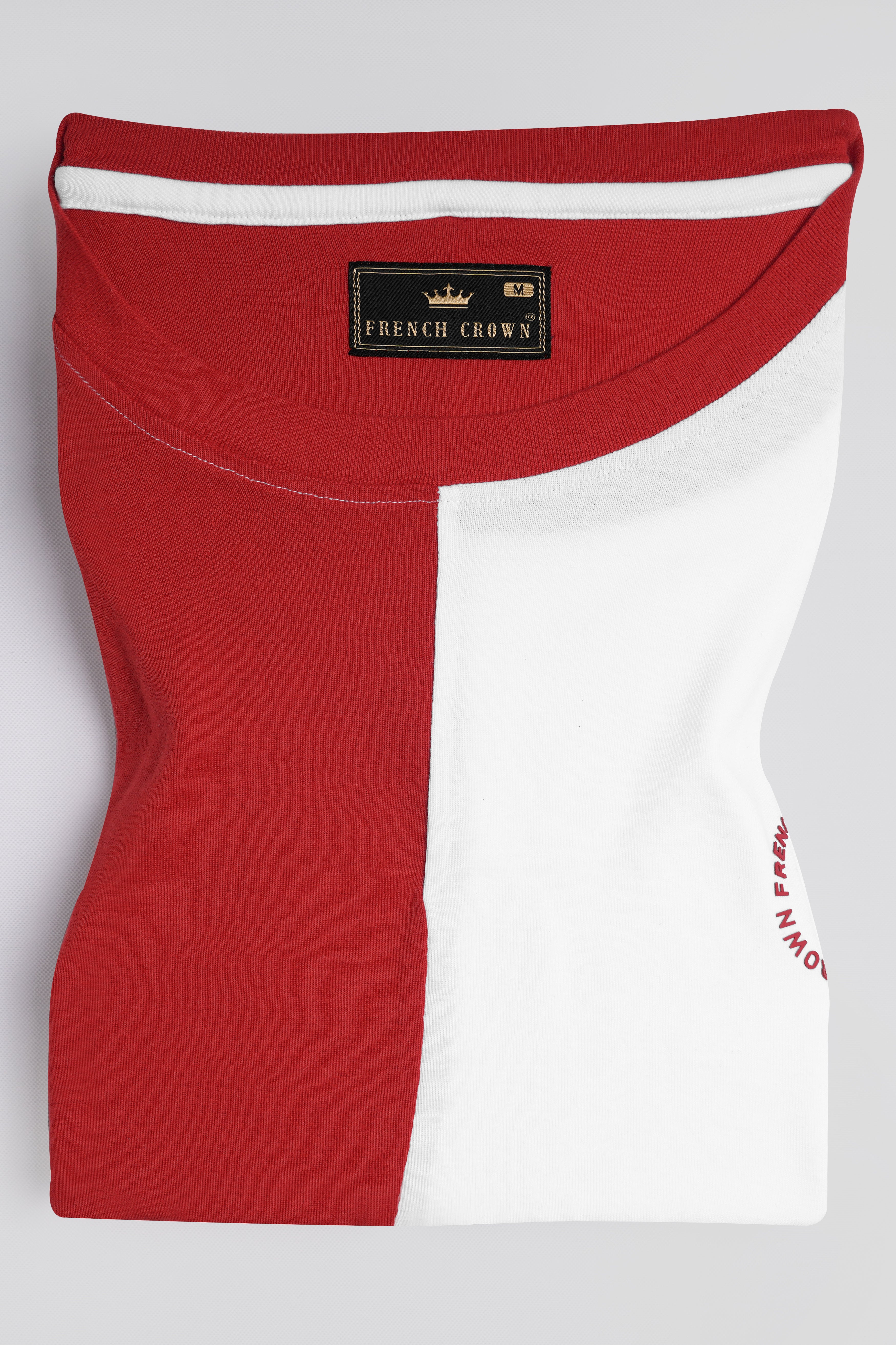 Bright White with Falu Red Premium Cotton T-shirt TS949-S, TS949-M, TS949-L, TS949-XL, TS949-XXL