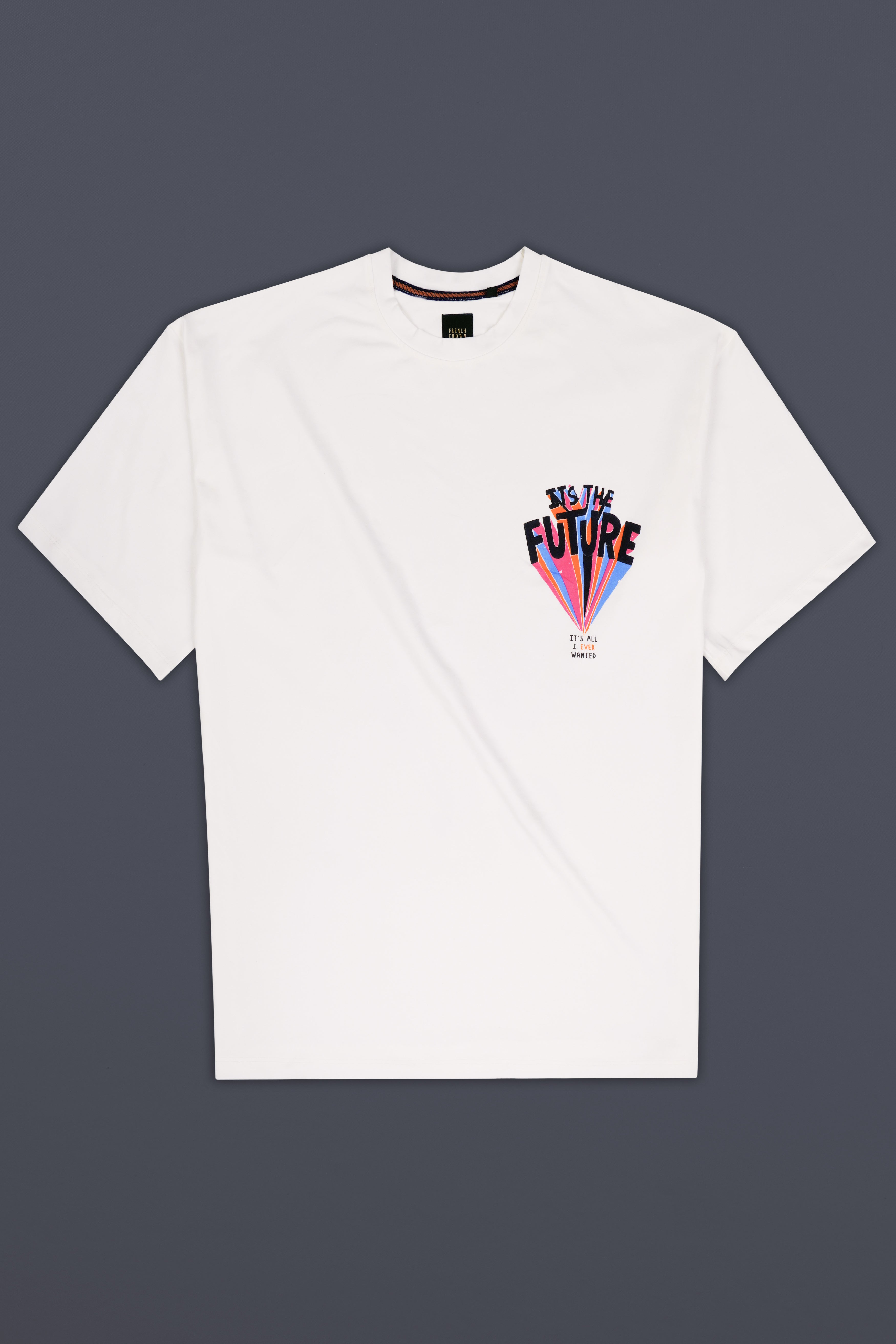 Seashell White Printed Premium Cotton Oversized T-shirt TS972-S, TS972-M, TS972-L, TS972-XL, TS972-XXL