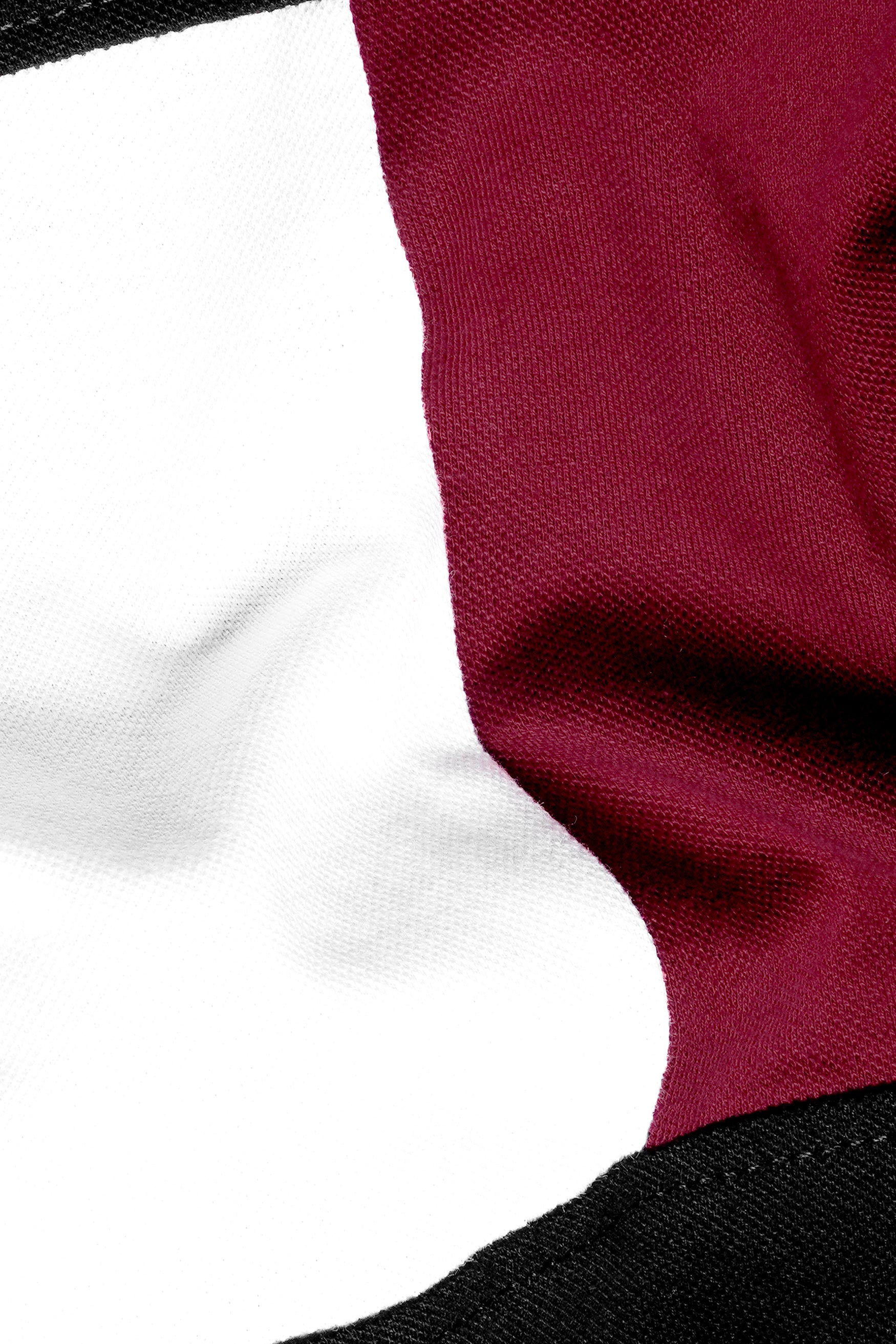 Jade Black with White and Merlot Maroon Colour Block Pattern Premium Cotton Pique Polo TS975-S, TS975-M, TS975-L, TS975-XL, TS975-XXL