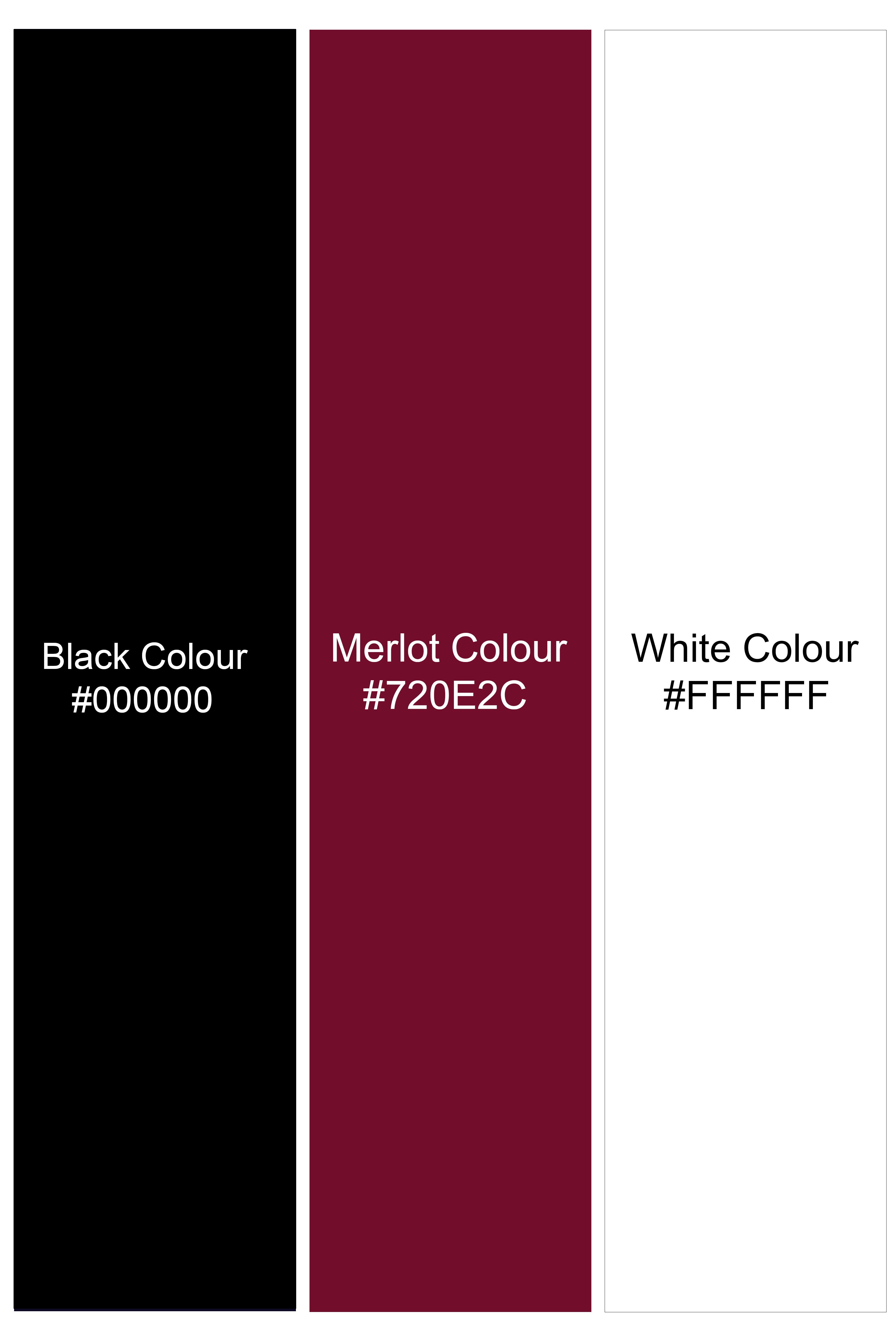 Jade Black with White and Merlot Maroon Colour Block Pattern Premium Cotton Pique Polo TS975-S, TS975-M, TS975-L, TS975-XL, TS975-XXL
