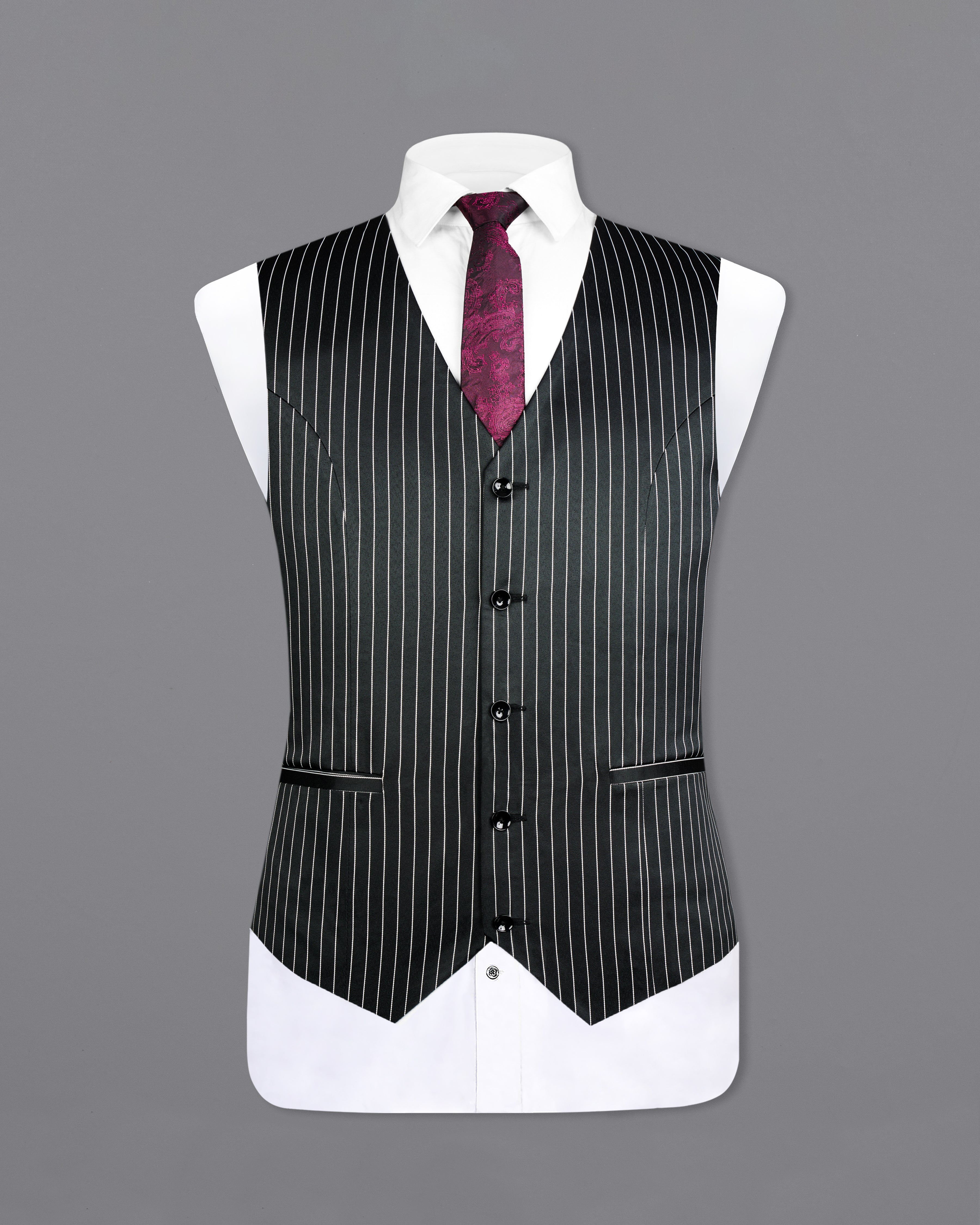 Jade Black and White Striped Waistcoat V2612-36, V2612-38, V2612-40, V2612-42, V2612-44, V2612-46, V2612-48, V2612-50, V2612-52, V2612-54, V2612-56, V2612-58, V2612-60