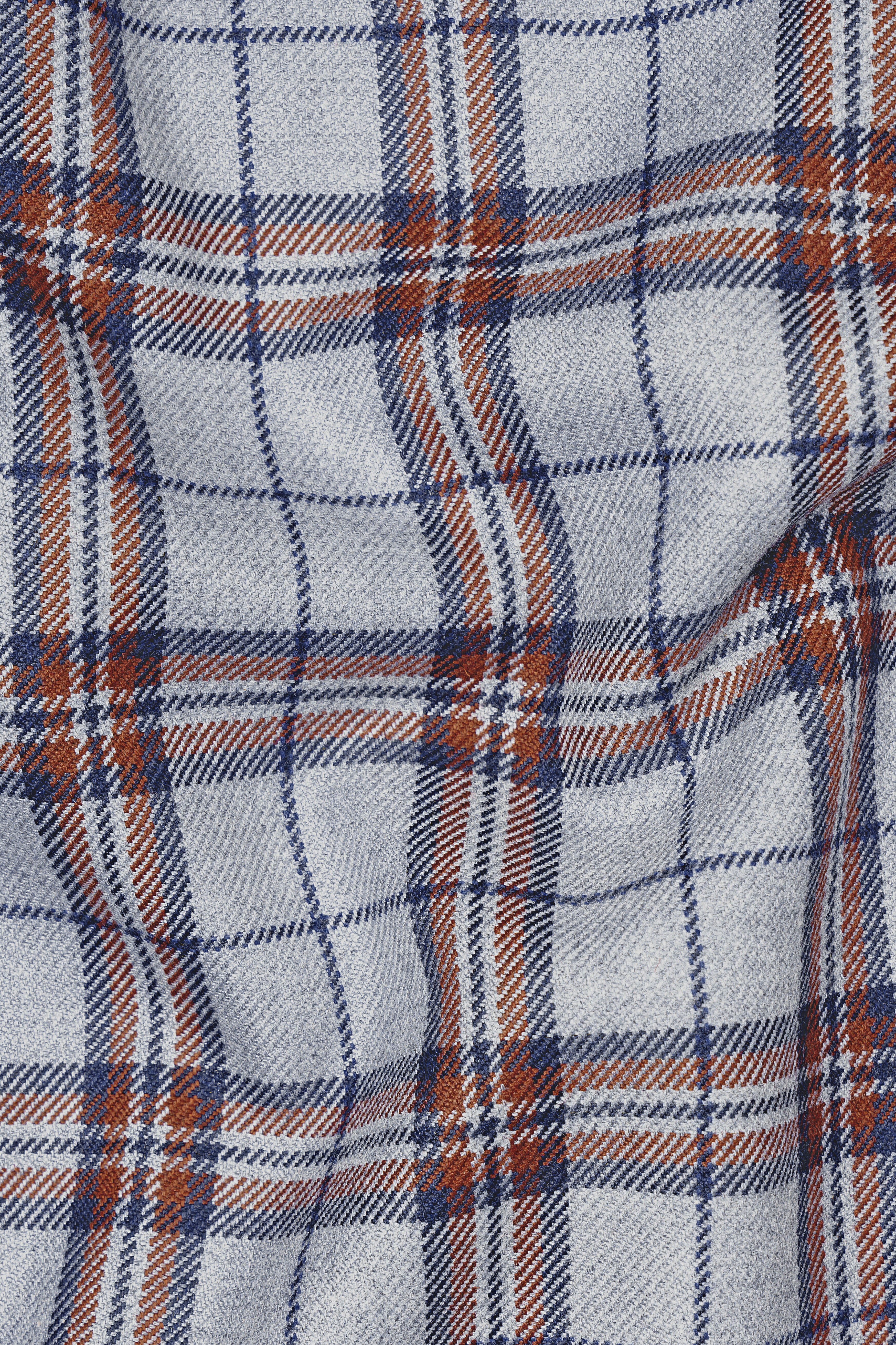 Cadet Gray with Maroon and Blue Plaid Tweed Waistcoat
