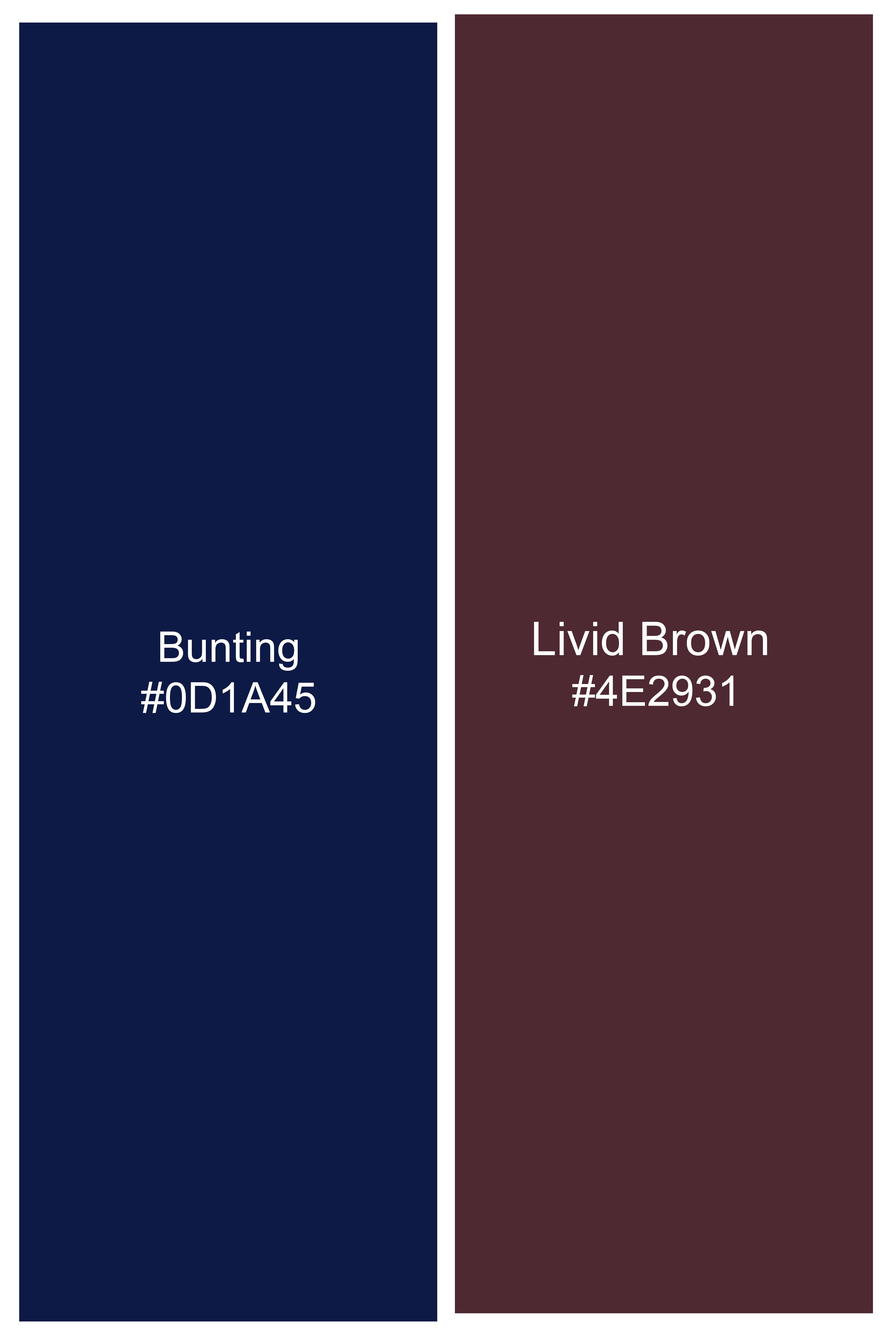Bunting Blue with Livid Brown Plaid Wool Blend Waistcoat