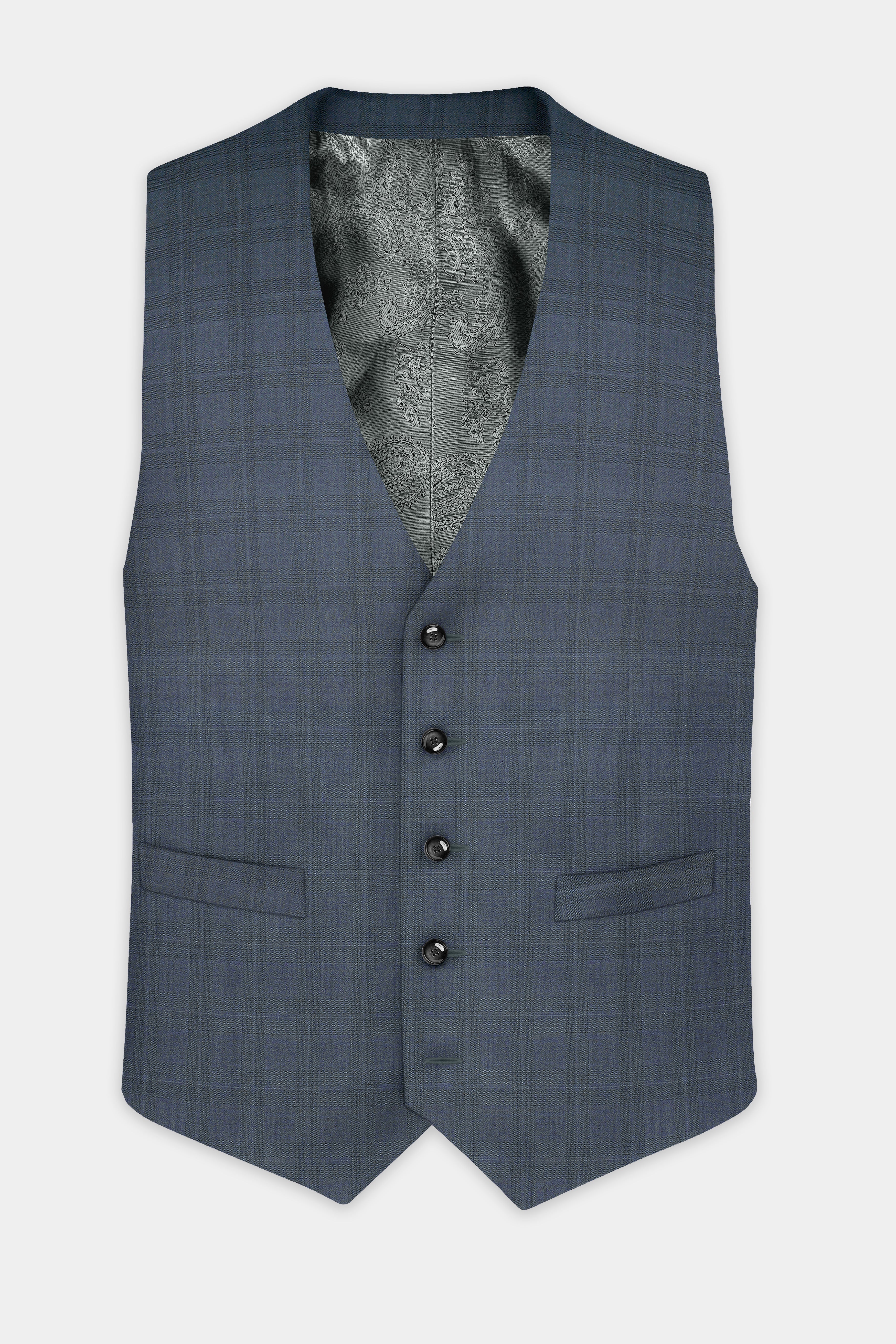Space Gray Textured Wool Blend Waistcoat