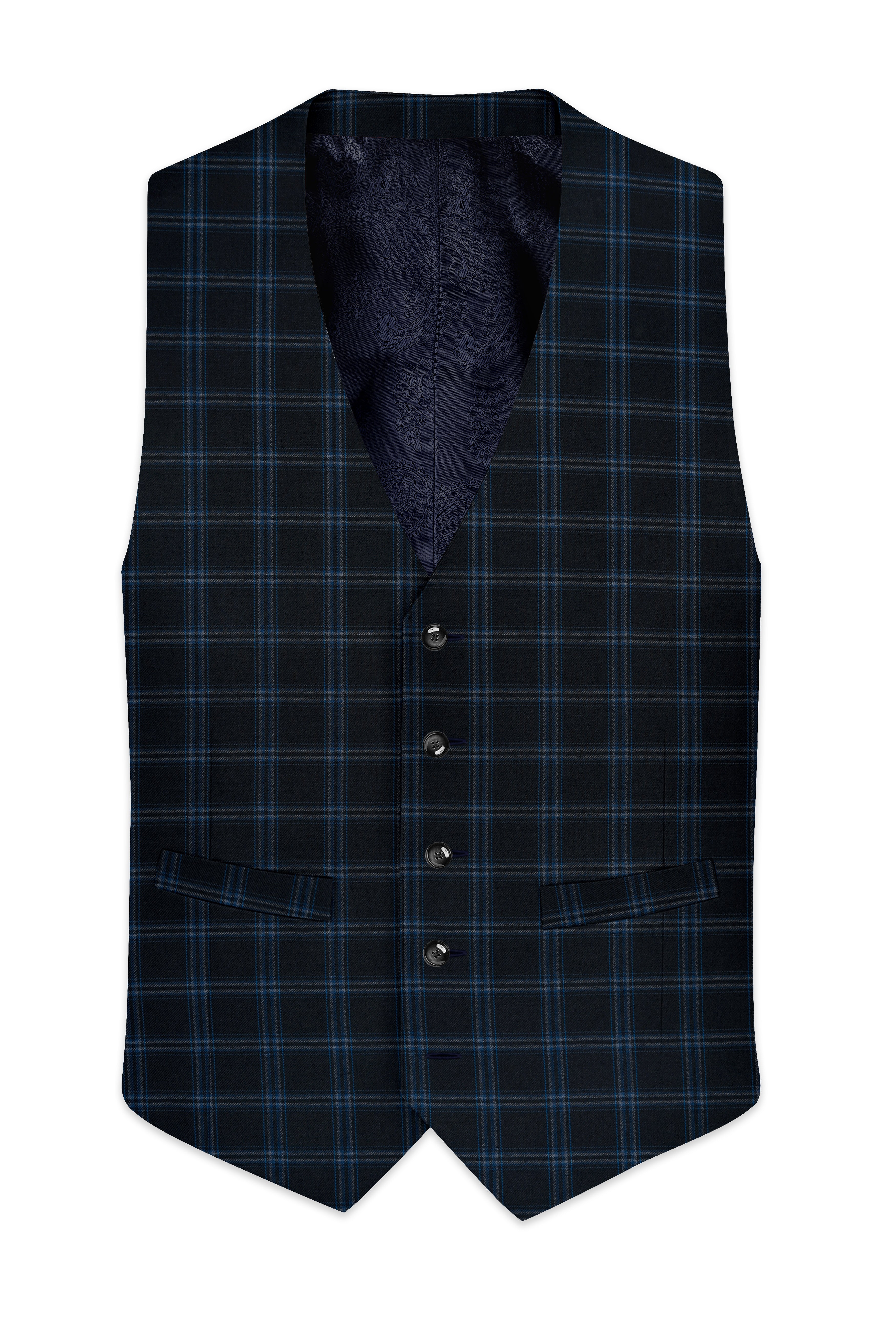 Dark Gray Windowpane Woolrich Waistcoat