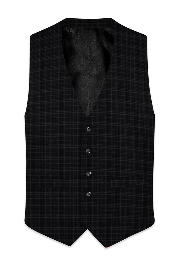 Star Dust and Shark Grey Plaid Wool rich Waistcoat