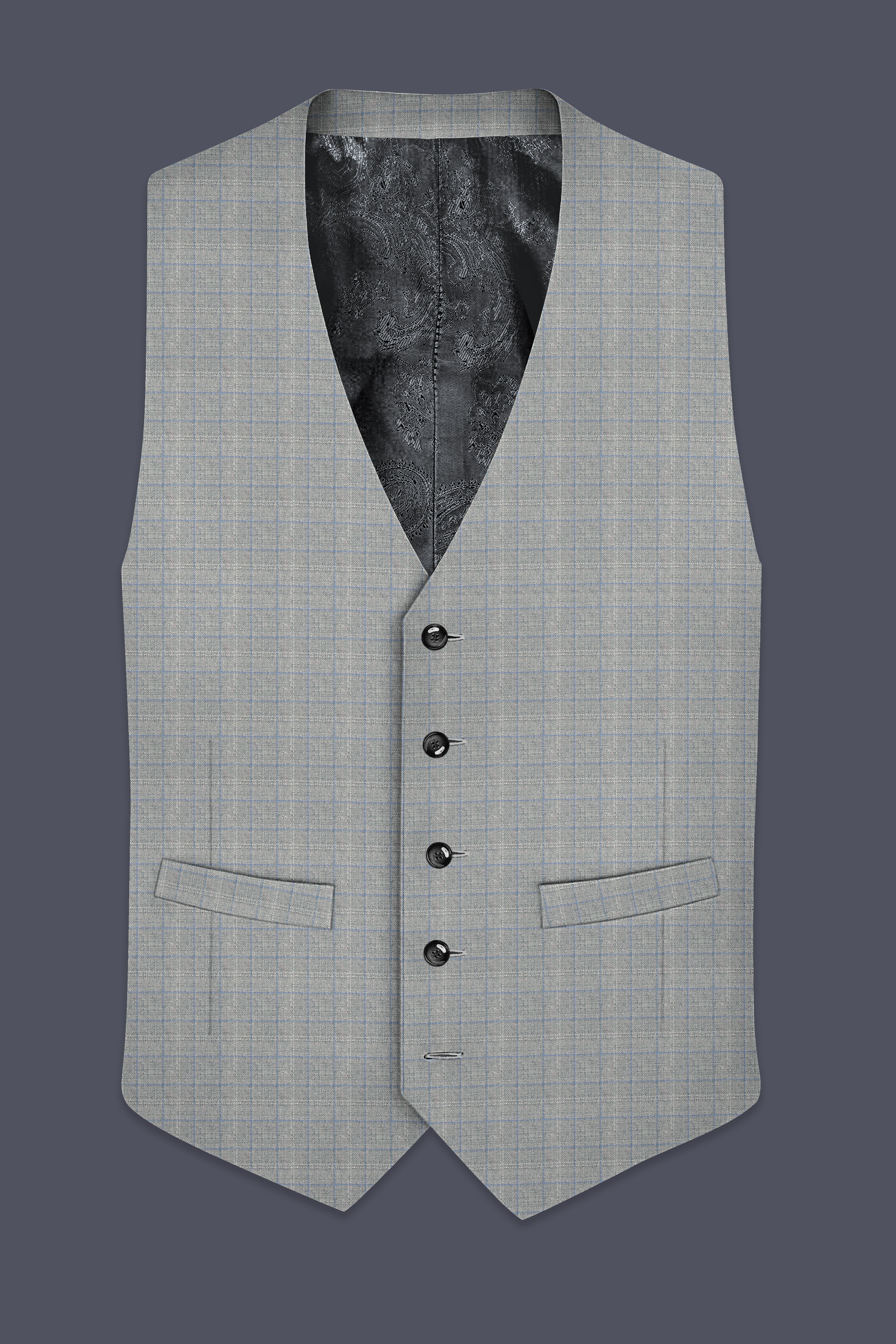 Pale Slate Plaid Woolrich Sports Waistcoat