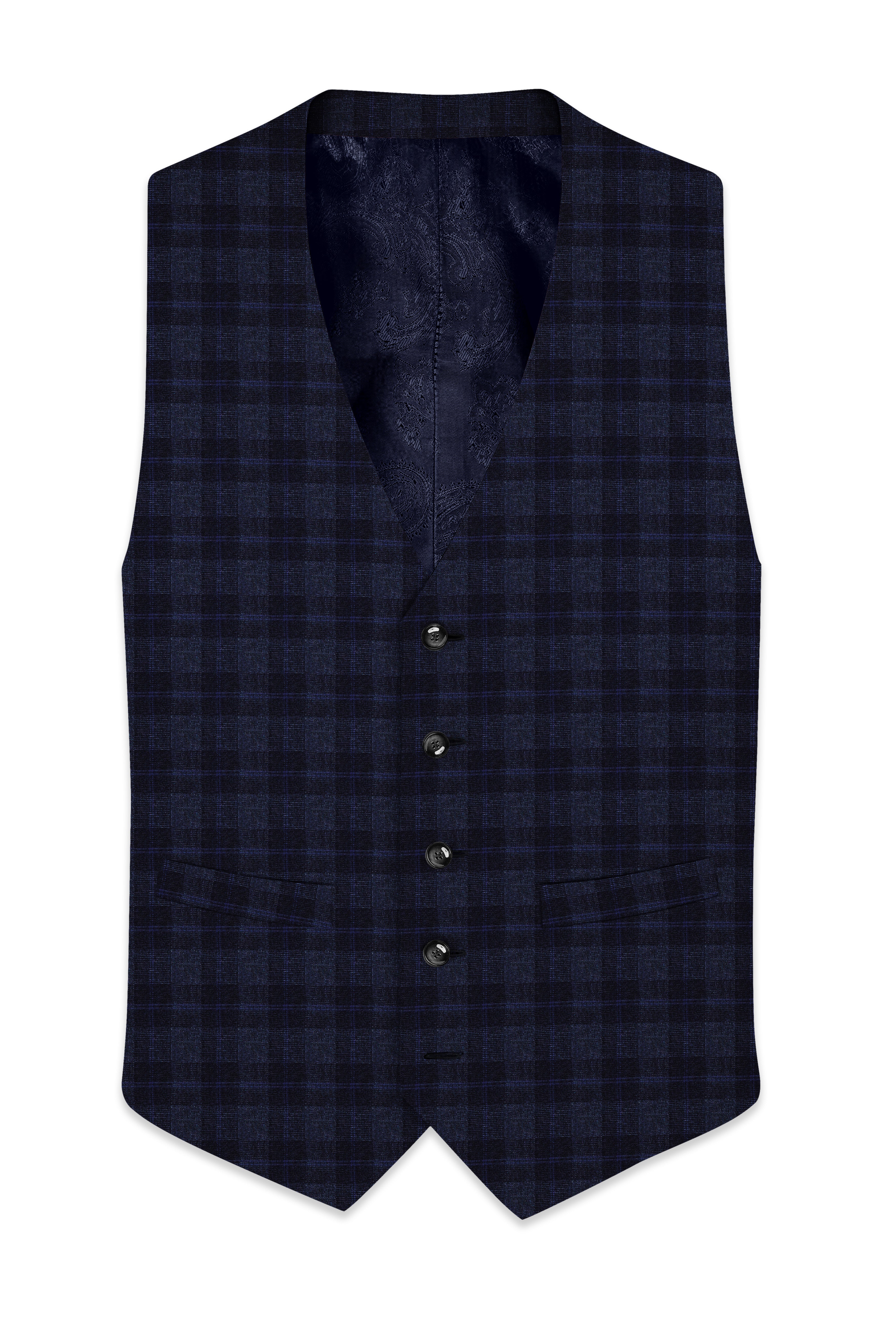 Bastille Grey Plaid Wool Rich Waistcoat