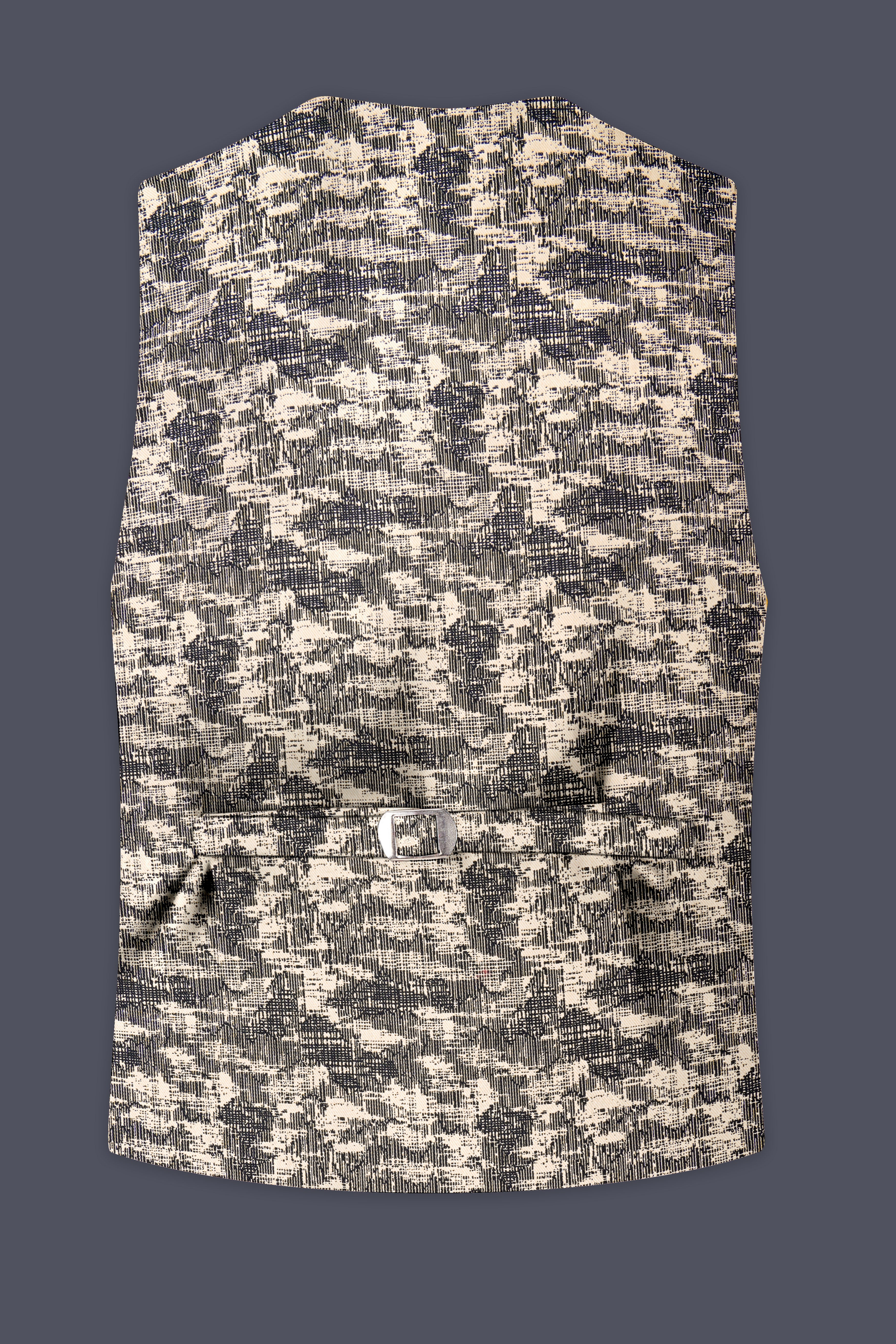 Bastille and Champagne Beige Abstract Print Textured Waistcoat