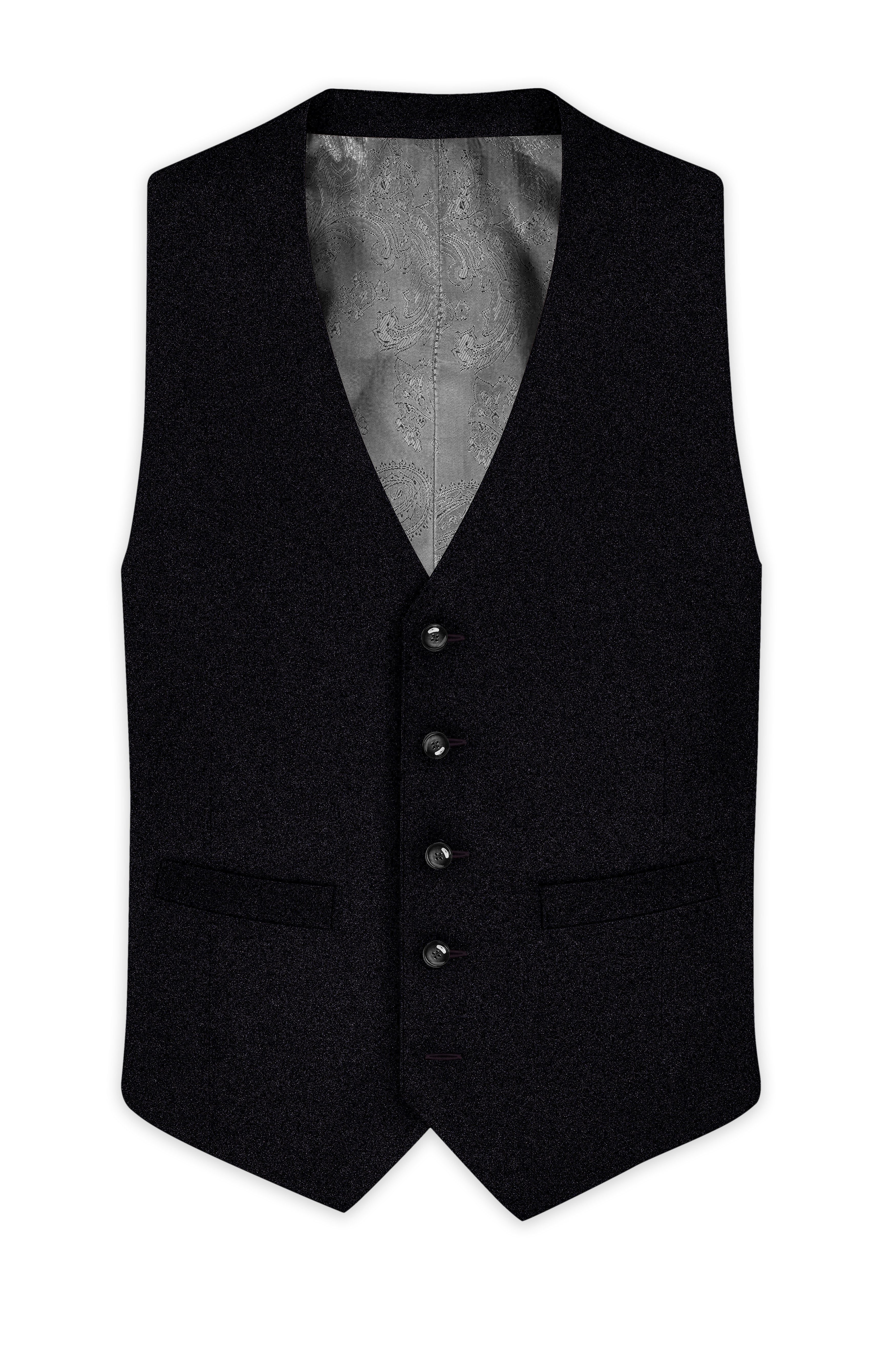Jade Black Textured Waistcoat