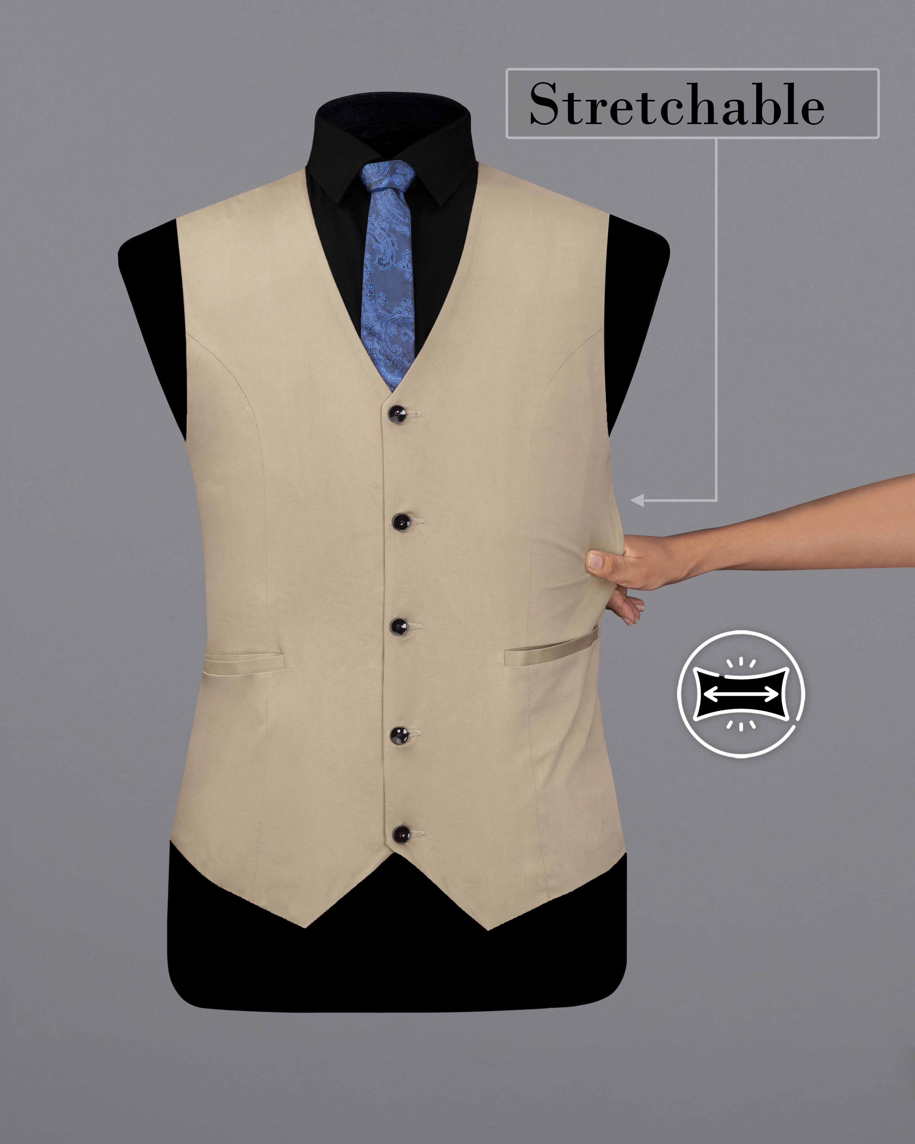 Quicksand Brown Stretchable Premium Cotton Waistcoat V2652-36, V2652-38, V2652-40, V2652-42, V2652-44, V2652-46, V2652-48, V2652-50, V2652-52, V2652-54, V2652-56, V2652-58, V2652-60