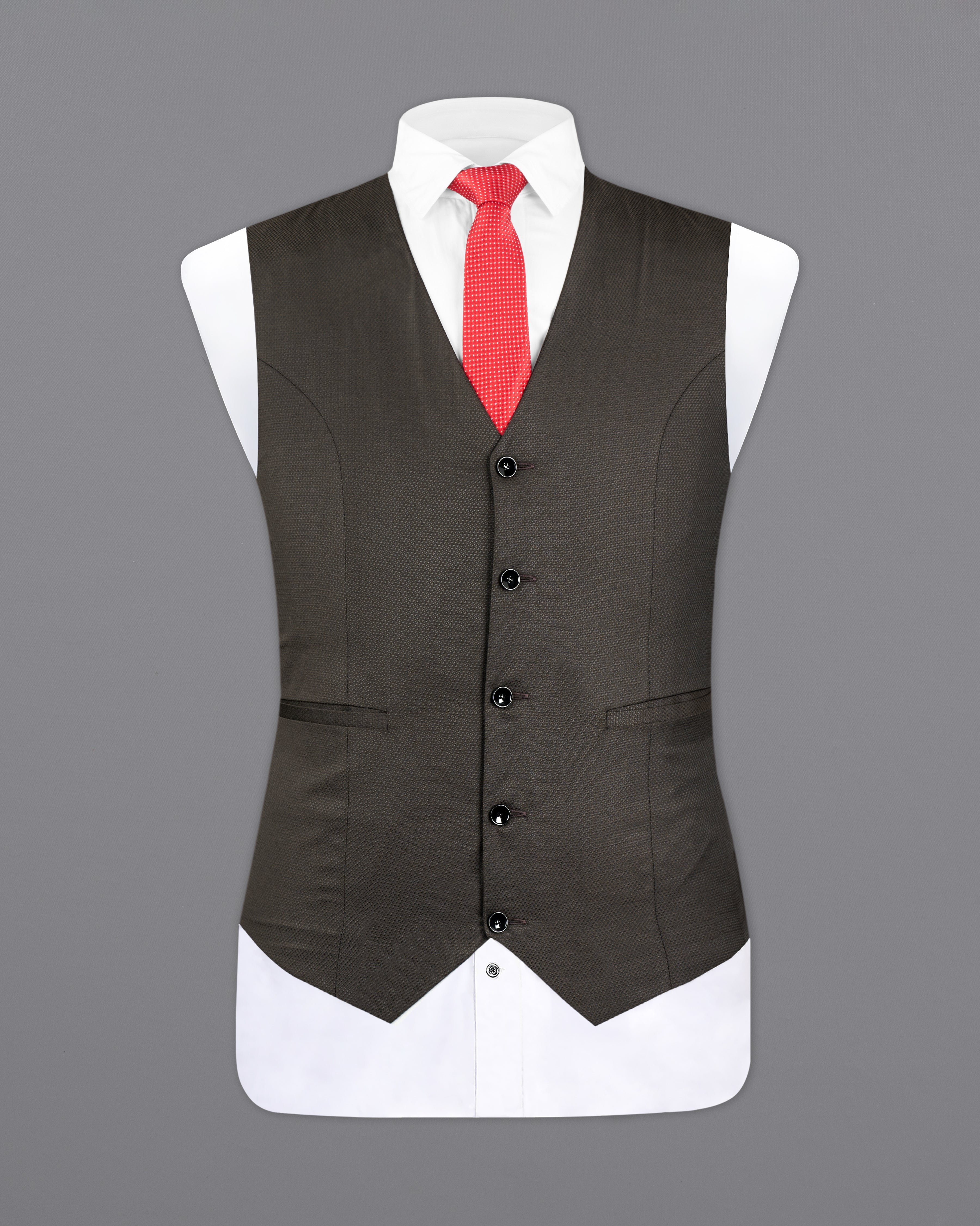 Merline Dark Brown Dobby Textured Waistcoat V2714-36, V2714-38, V2714-40, V2714-42, V2714-44, V2714-46, V2714-48, V2714-50, V2714-52, V2714-54, V2714-56, V2714-58, V2714-60