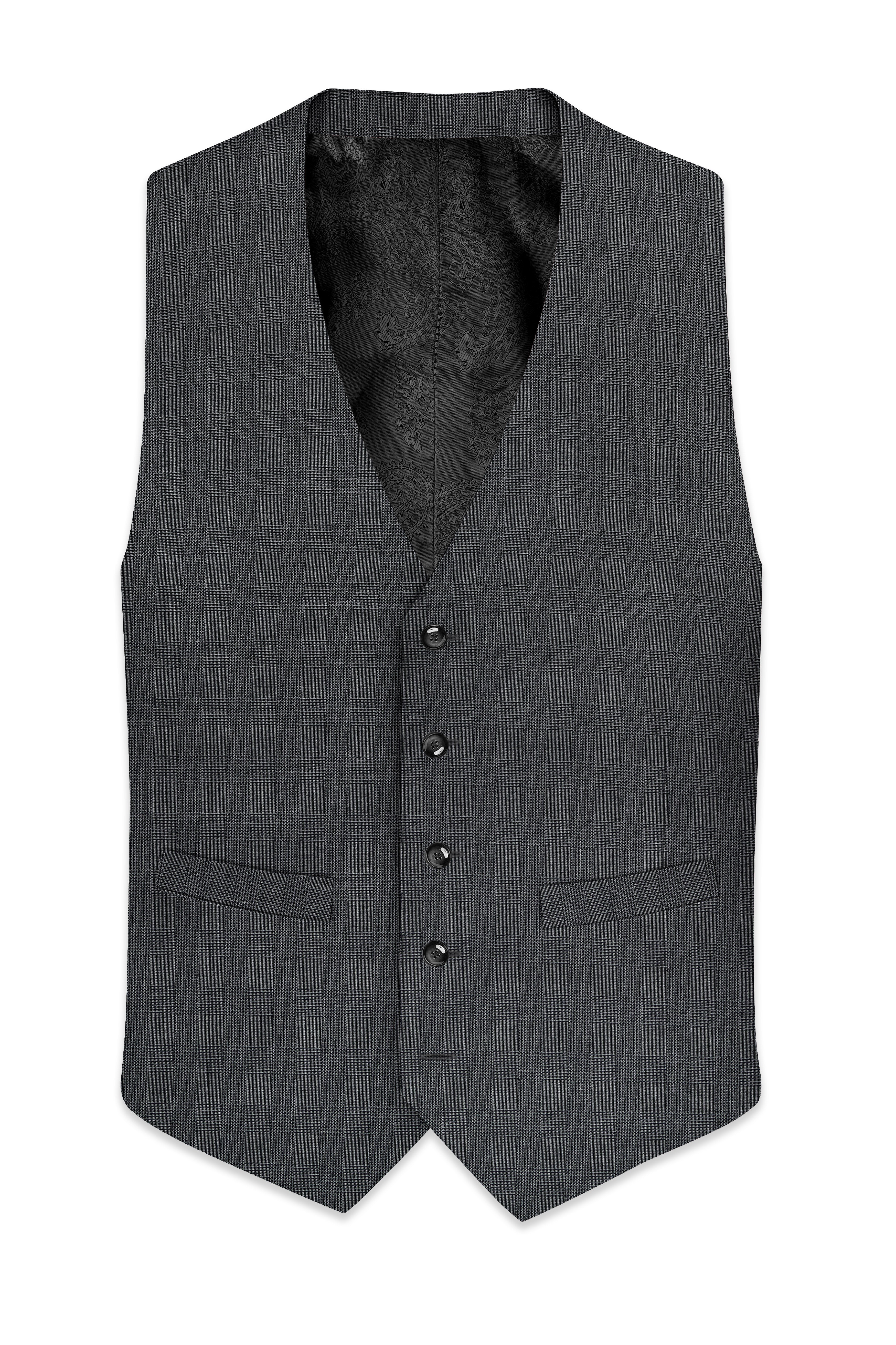Tundora Dark Gray Subtle Plaid Waistcoat