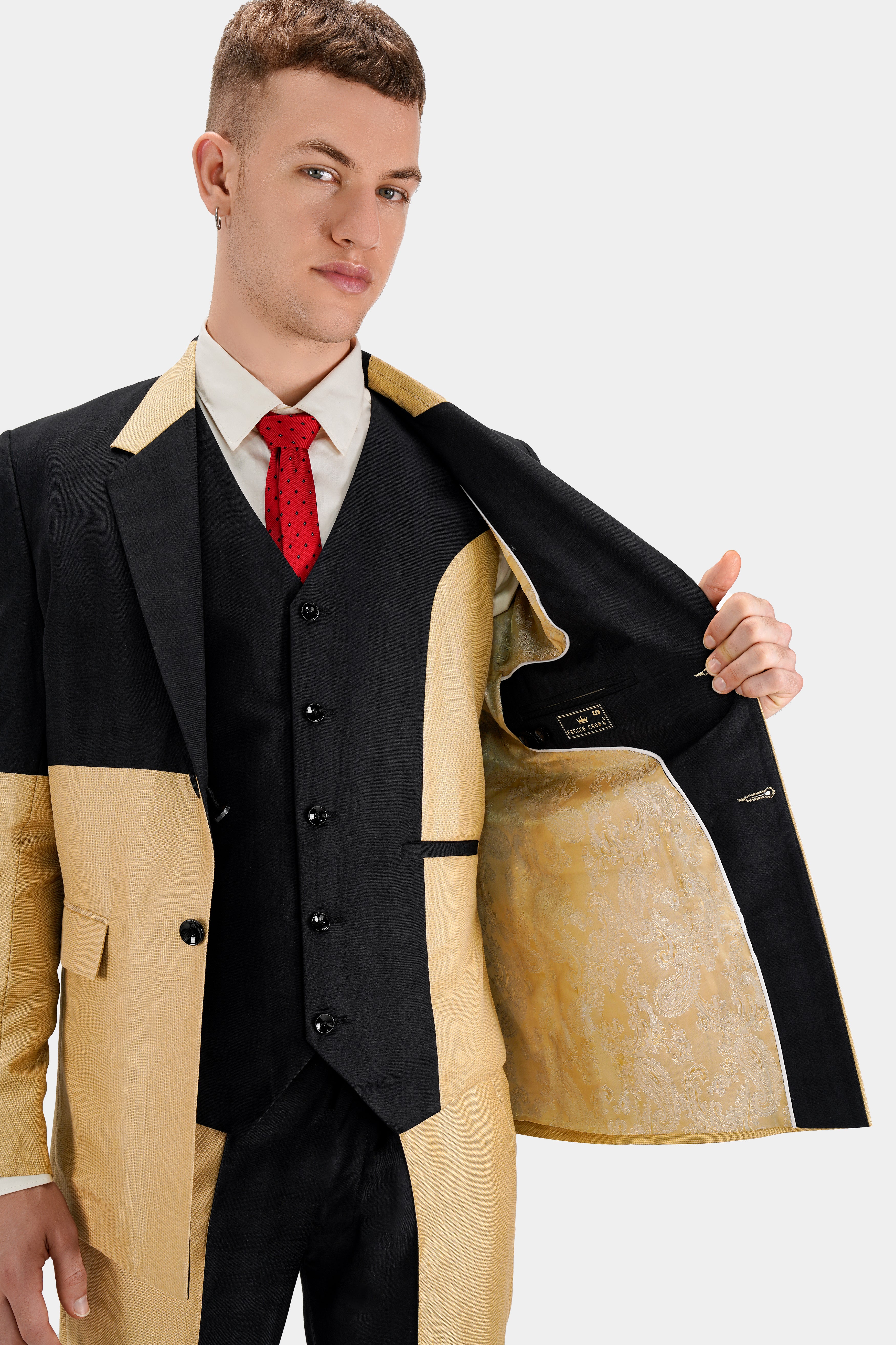 Zeus Black and Brandy Brown Wool Rich Designer Waistcoat V2730-36, V2730-38, V2730-40, V2730-42, V2730-44, V2730-46, V2730-48, V2730-50, V2730-52, V2730-54, V2730-56, V2730-58, V2730-60