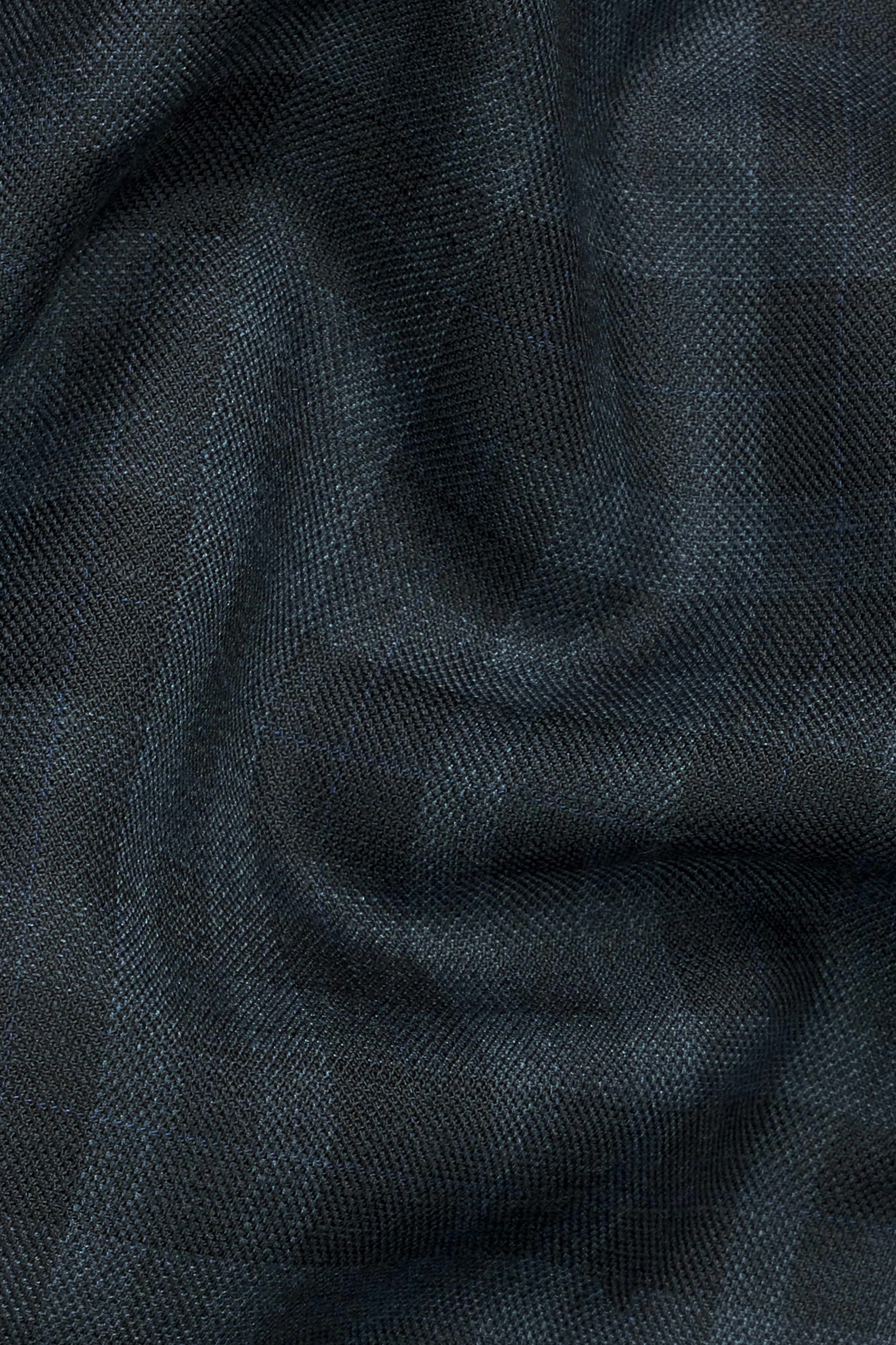 Baltic Sea Blue with Tuna Navy Blue Checkered Wool Rich Waistcoat