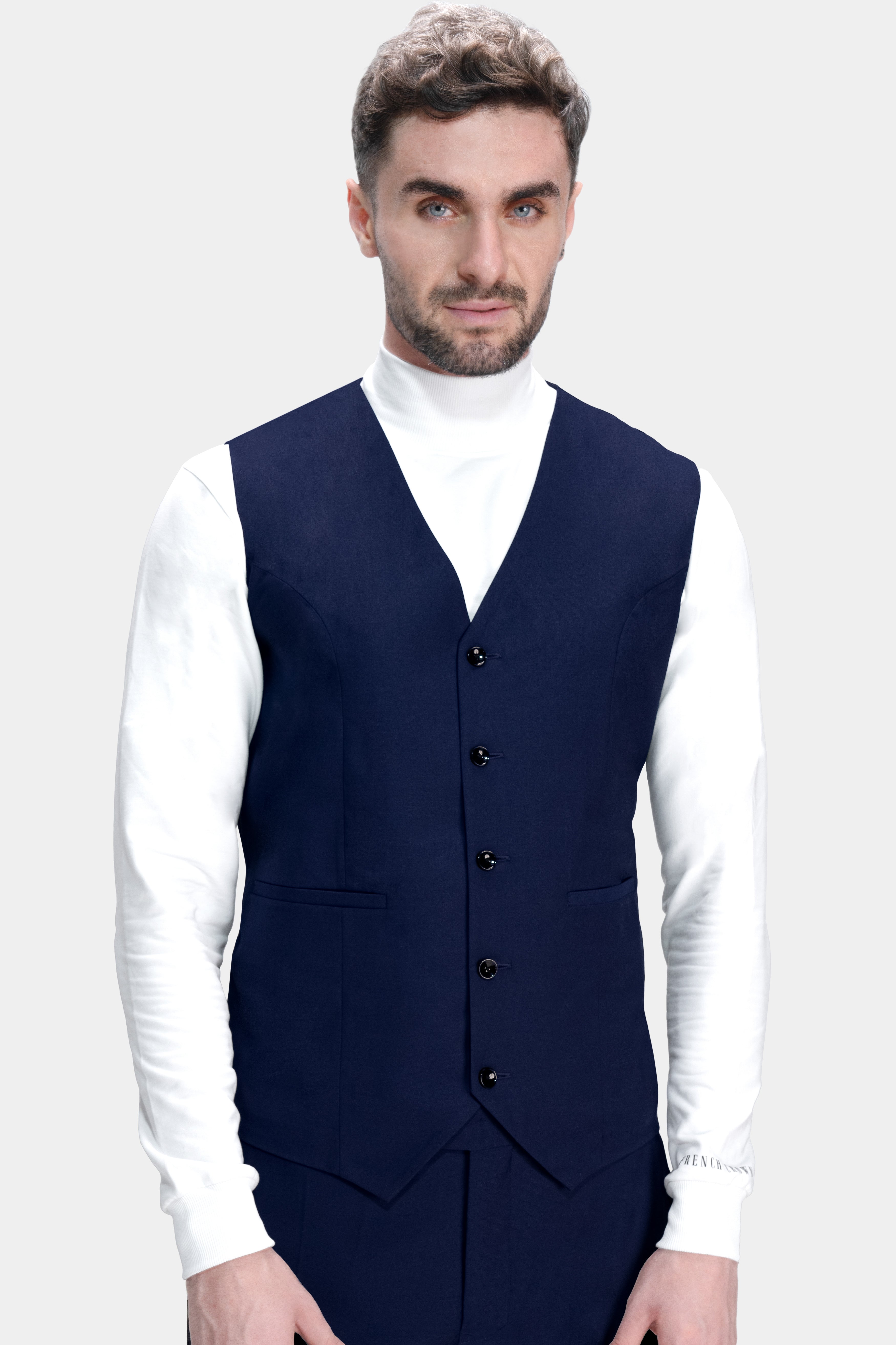 Ebony Clay Blue Wool Rich Waistcoat V2761-36, V2761-38, V2761-40, V2761-42, V2761-44, V2761-46, V2761-48, V2761-50, V2761-52, V2761-54, V2761-56, V2761-58, V2761-60
