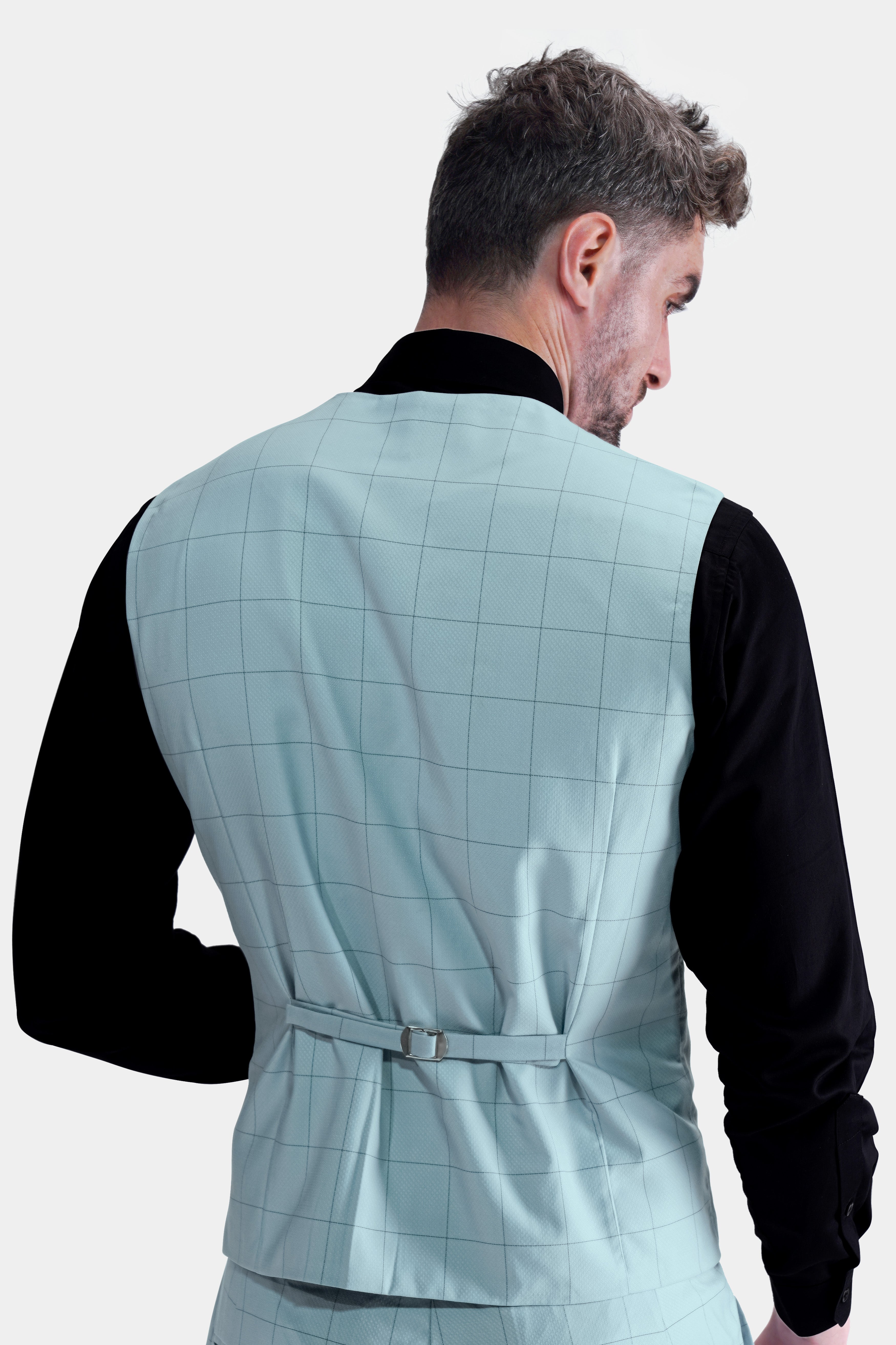 Metallic Gray Windowpane Wool Rich Waistcoat V2763-36, V2763-38, V2763-40, V2763-42, V2763-44, V2763-46, V2763-48, V2763-50, V2763-52, V2763-54, V2763-56, V2763-58, V2763-60