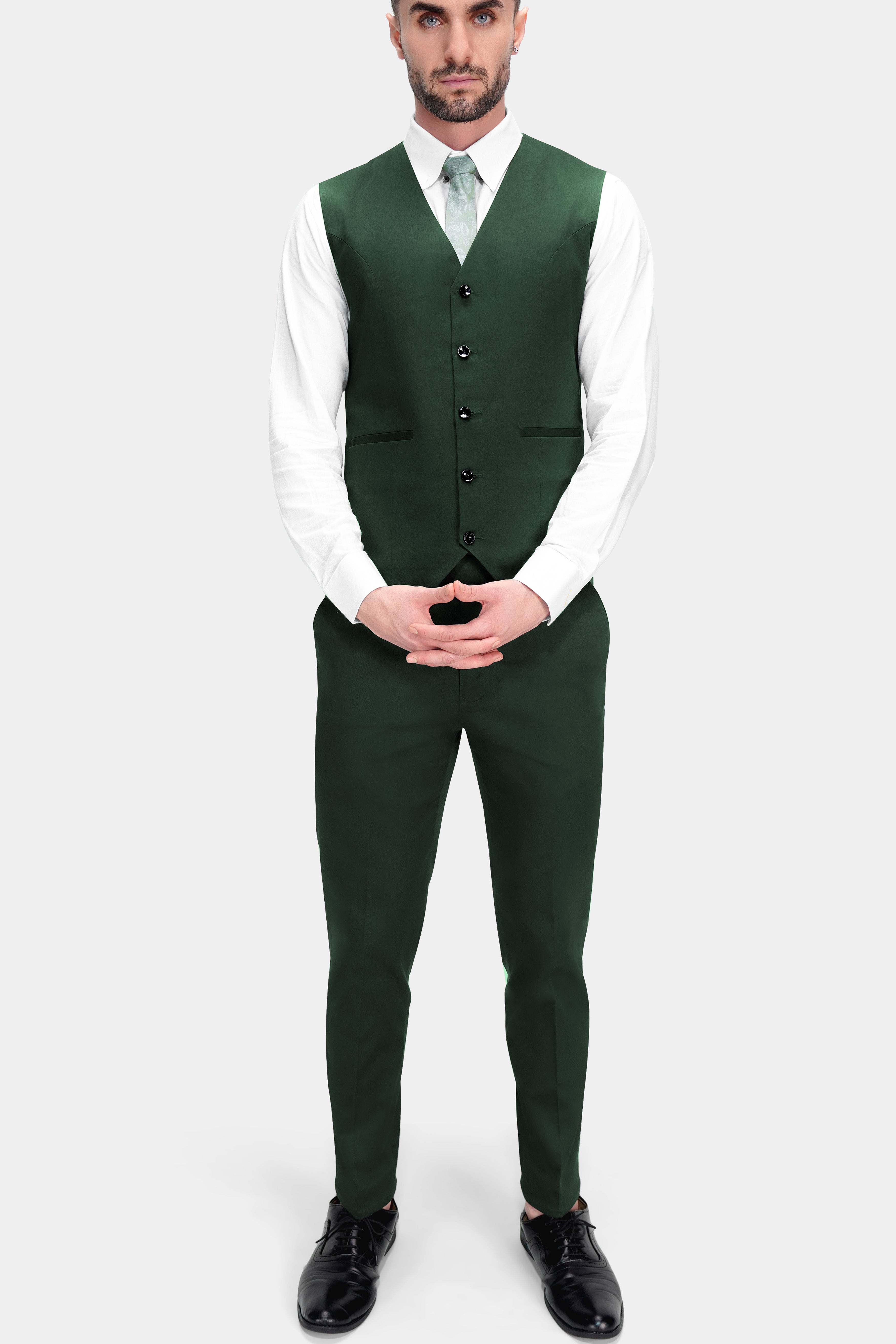 Heavy Metal Green Premium Cotton Stretchable Traveler Waistcoat
