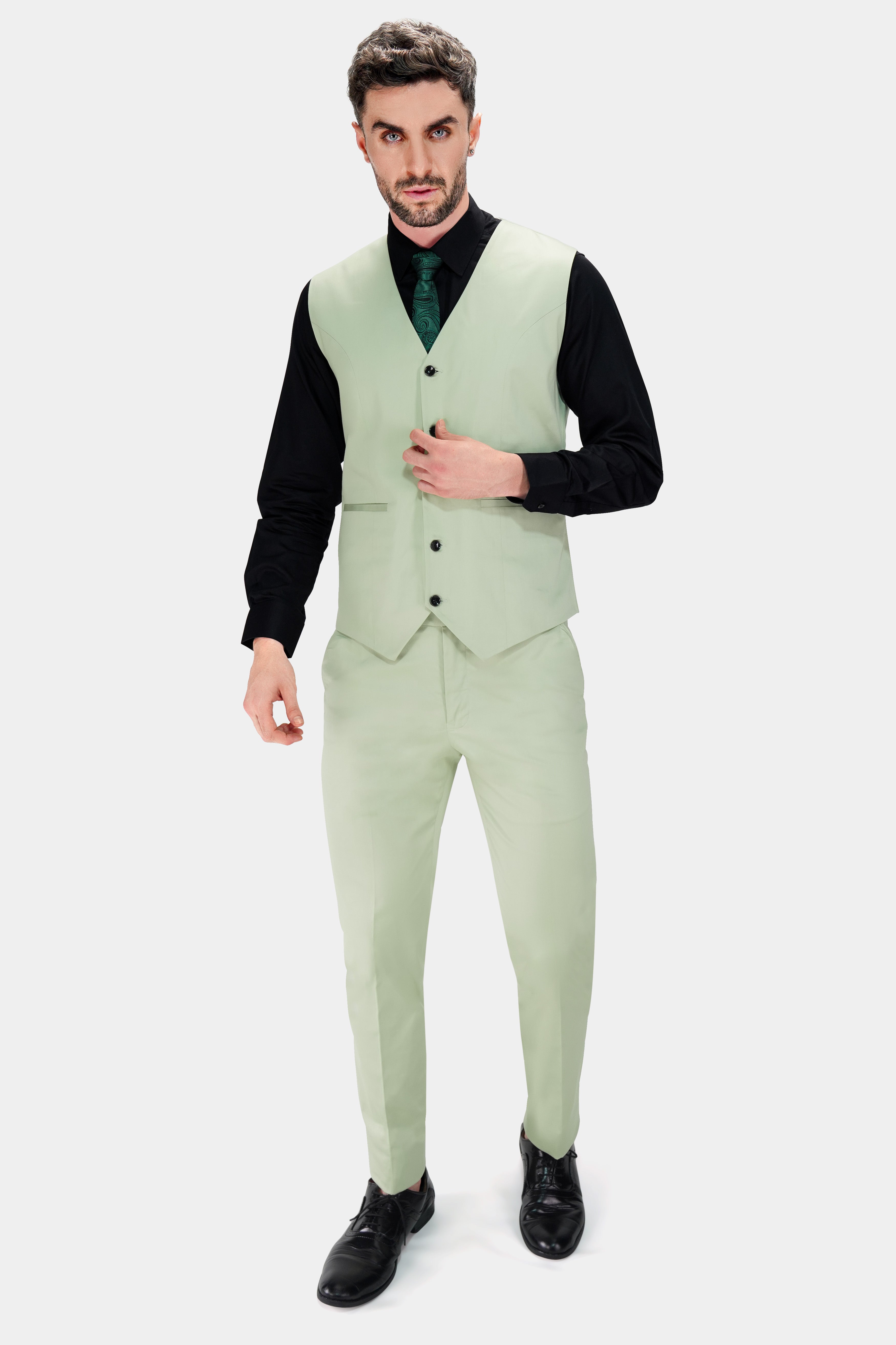 Coriander Green Premium Cotton Stretchable Traveler Waistcoat V2793-36, V2793-38, V2793-40, V2793-42, V2793-44, V2793-46, V2793-48, V2793-50, V2793-52, V2793-54, V2793-56, V2793-58, V2793-60