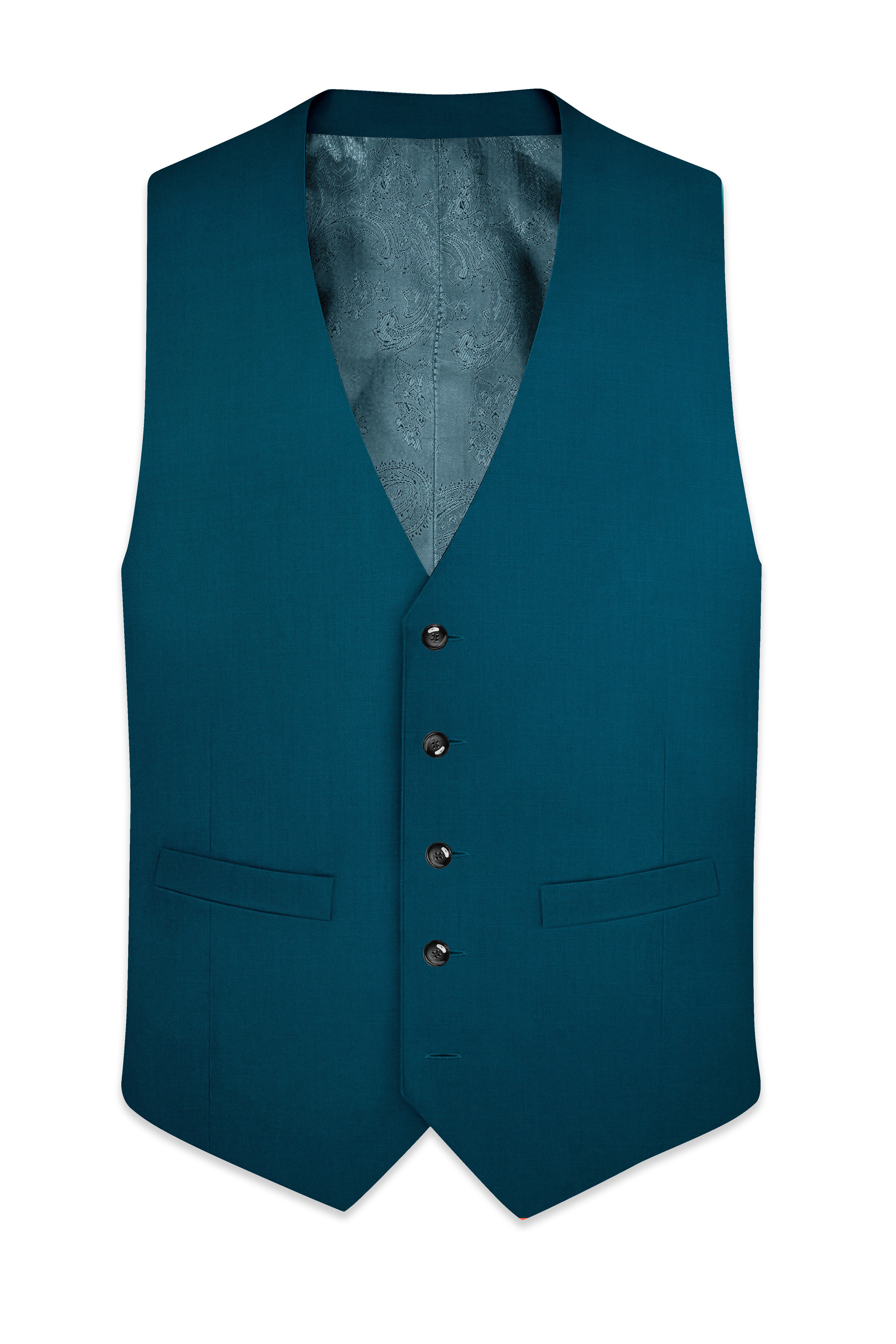 Dell Blue Wool Rich Waistcoat