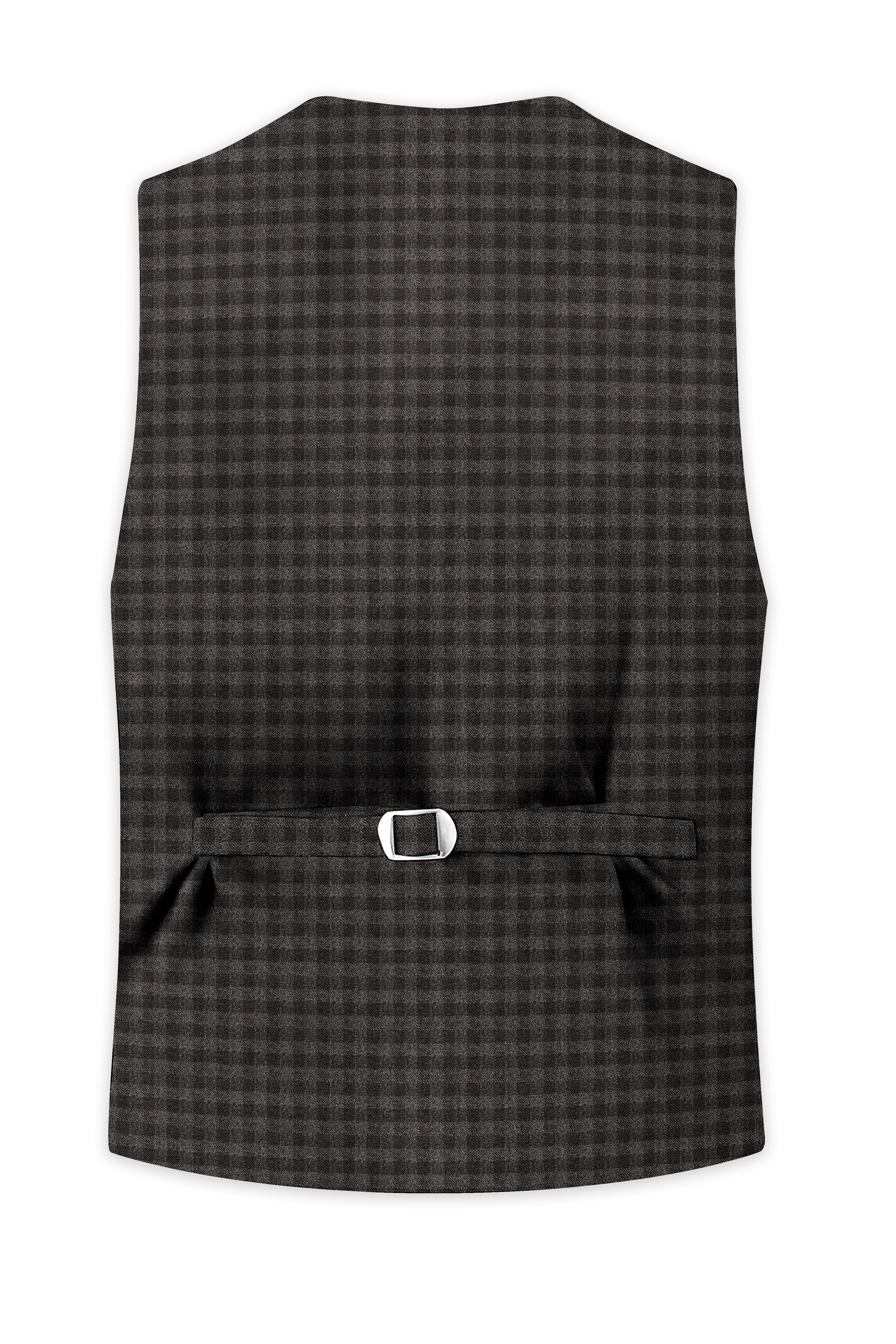 Jade Black and Storm Brown Plaid Wool Blend Waistcoat