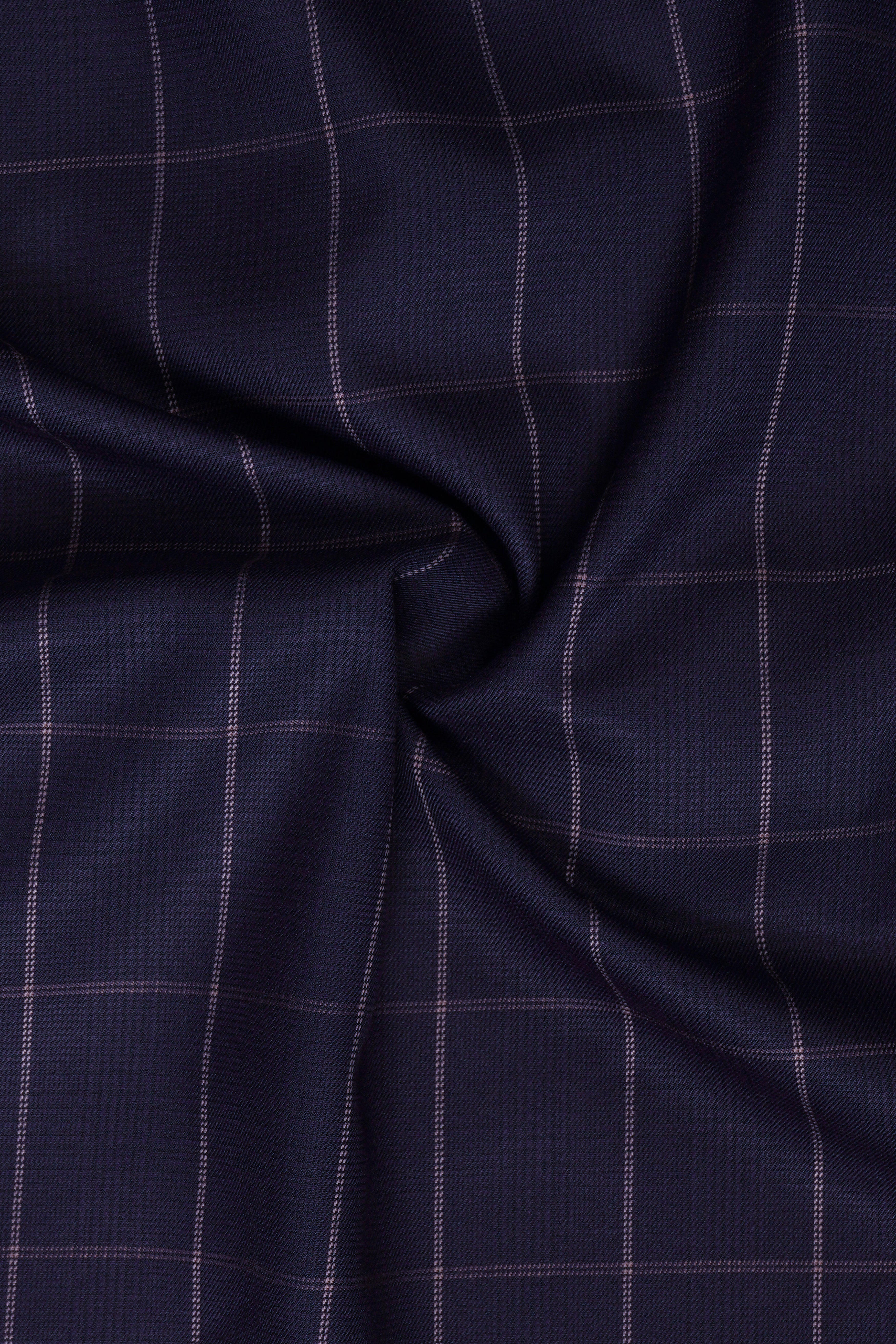 Admiral Blue Windowpane Wool Rich Waistcoat