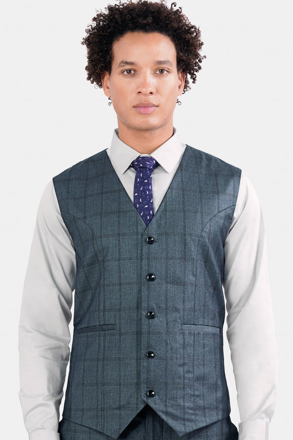 Bayoux Gray Plaid Wool Rich Waistcoat V2906-36, V2906-38, V2906-40, V2906-42, V2906-44, V2906-46, V2906-48, V2906-50, V2906-06, V2906-54, V2906-56, V2906-58, V2906-60