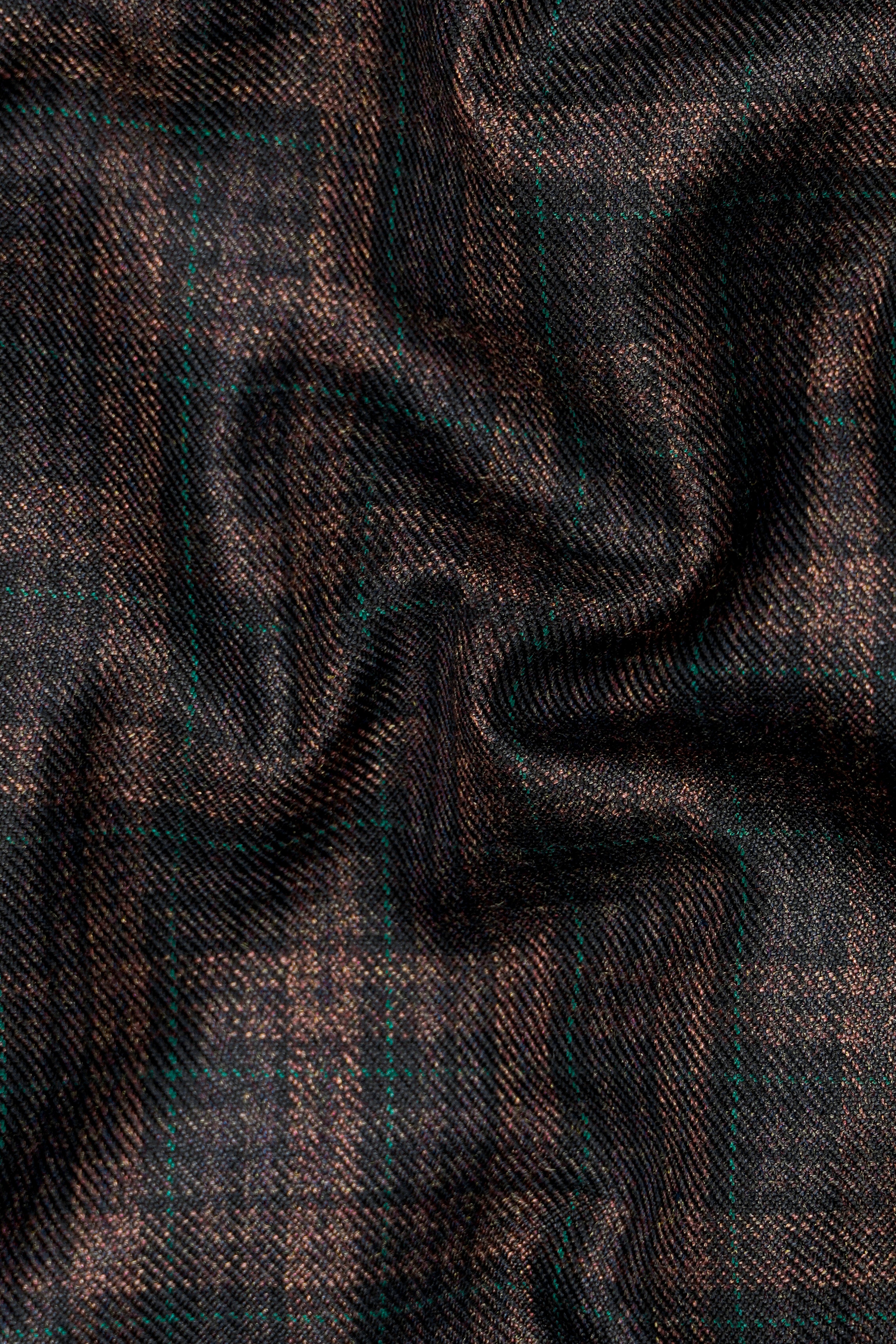 Bole Brown with Ebony Clay Black Plaid Wool Rich Waistcoat V2914-36, V2914-38, V2914-40, V2914-42, V2914-44, V2914-46, V2914-48, V2914-50, V2914-14, V2914-54, V2914-56, V2914-58, V2914-60