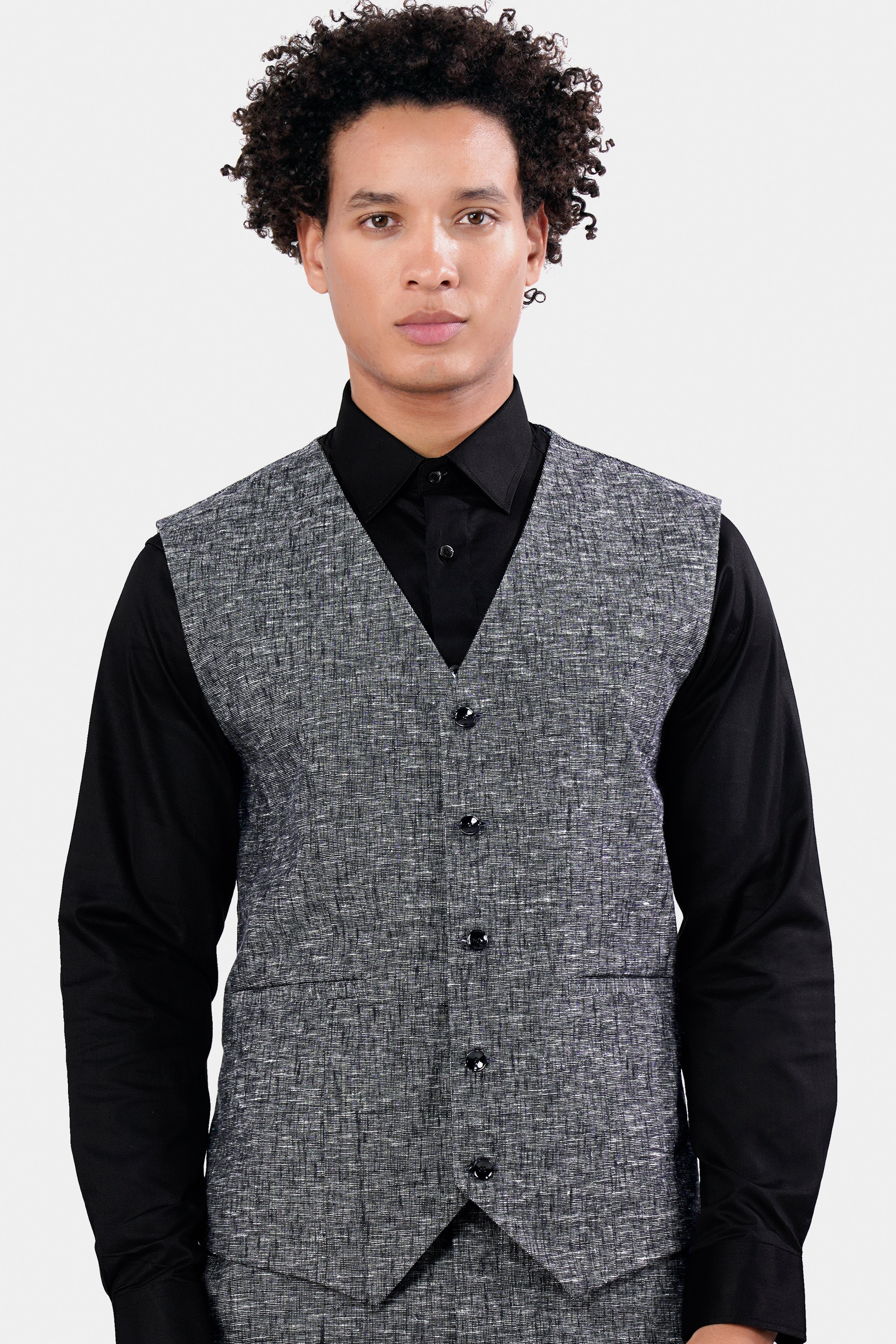 Arsenic Gray Luxurious Linen Waistcoat V2922-36, V2922-38, V2922-40, V2922-42, V2922-44, V2922-46, V2922-48, V2922-50, V2922-22, V2922-54, V2922-56, V2922-58, V2922-60