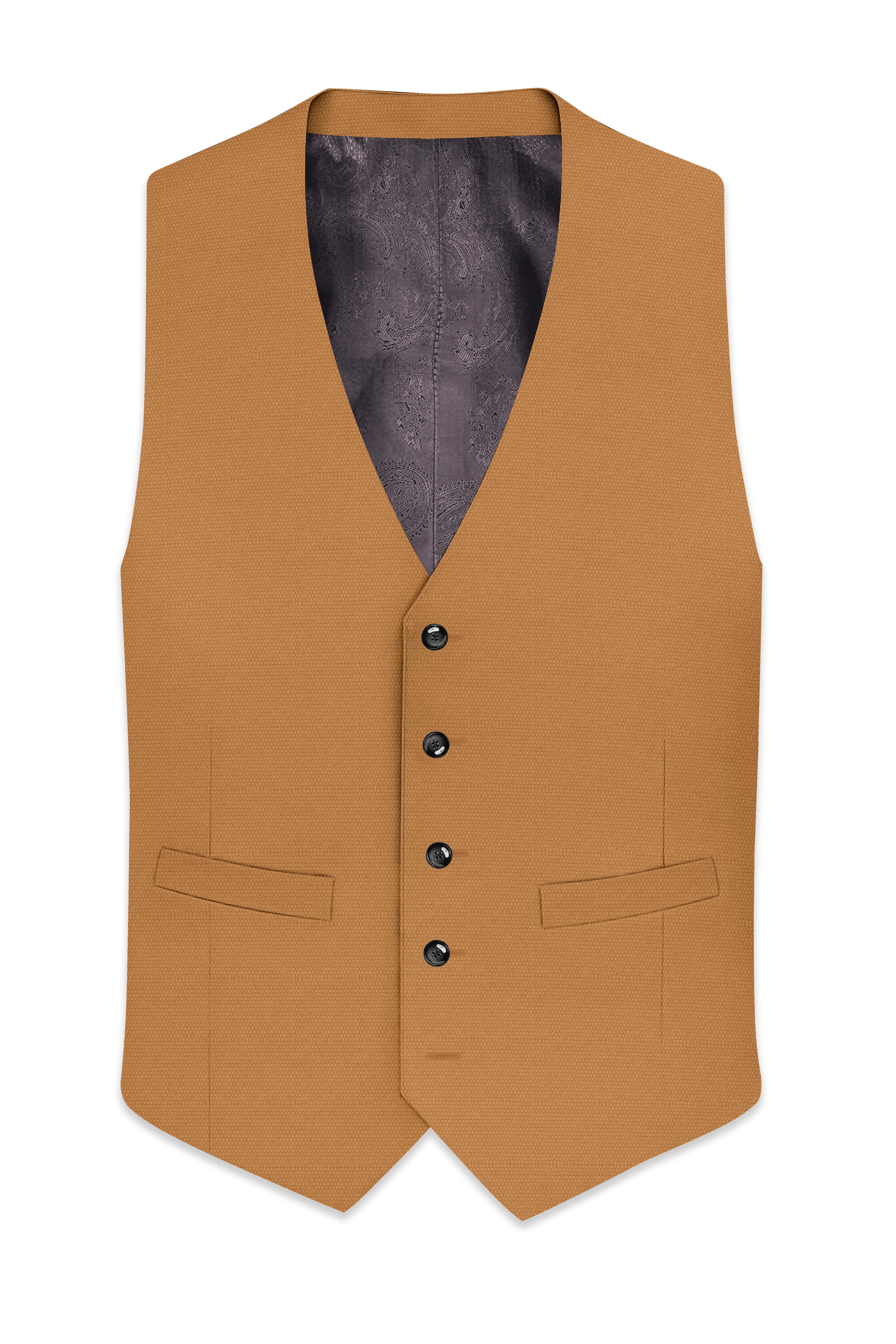 Twine Brown Dobby Textured Waistcoat