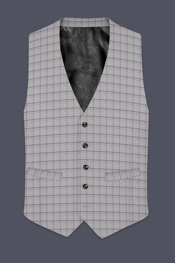 Boulder Gray Checkered Wool Rich Waistcoat