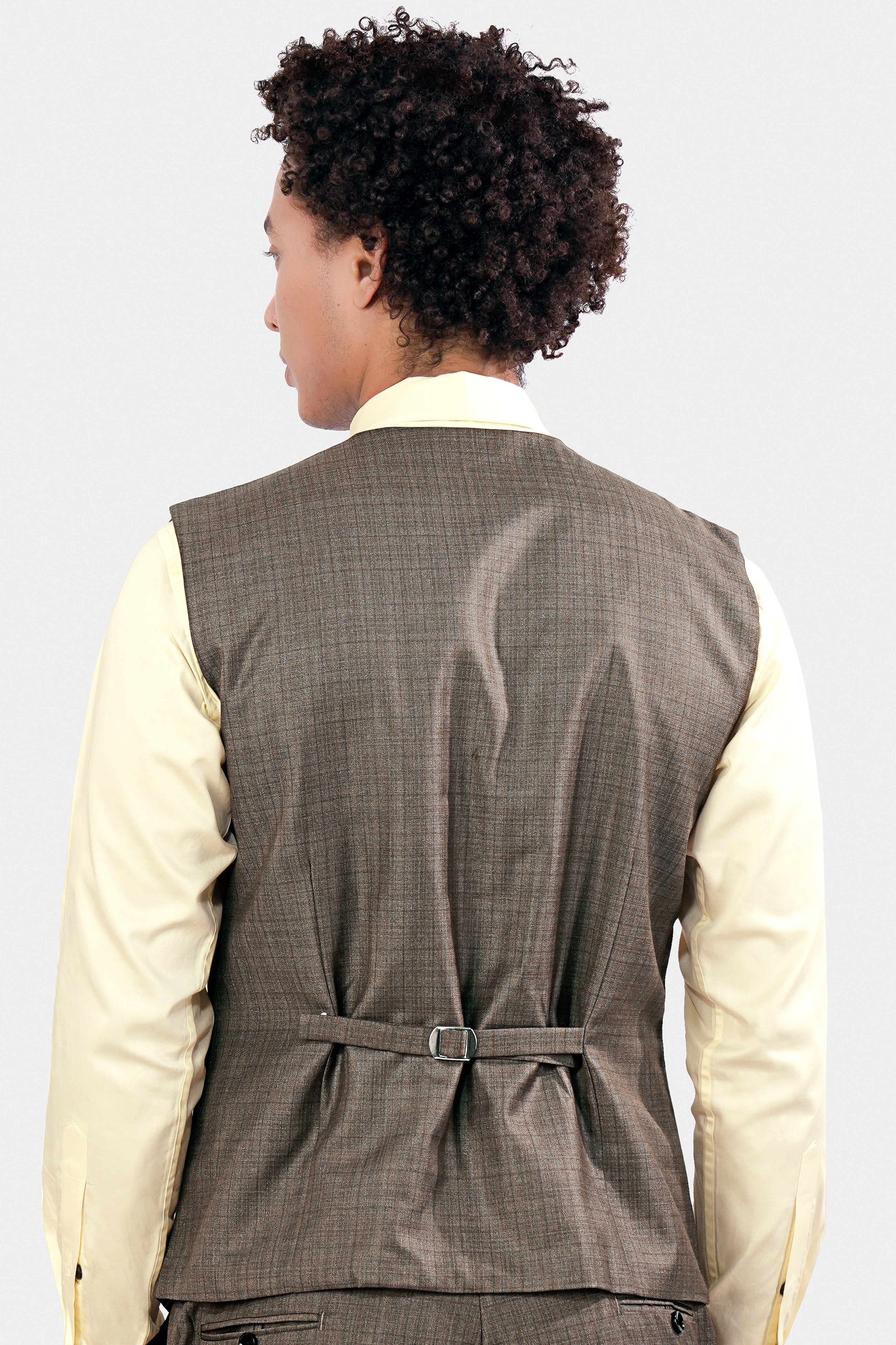 Hemp Brown Checkered Wool Rich Waistcoat V2935-36, V2935-38, V2935-40, V2935-42, V2935-44, V2935-46, V2935-48, V2935-50, V2935-35, V2935-54, V2935-56, V2935-58, V2935-60