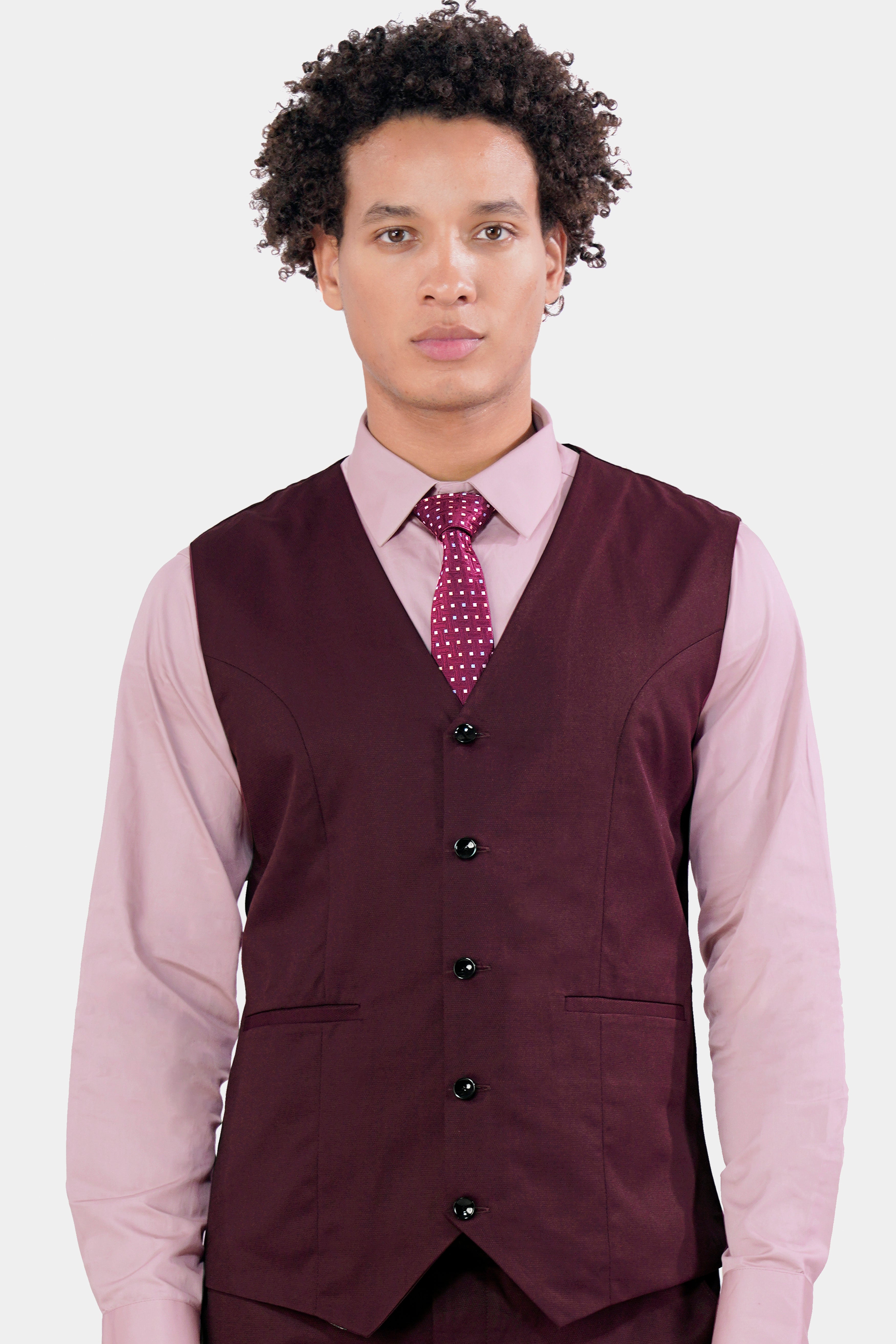 Magenta Maroon Wool Rich Waistcoat V2949-36, V2949-38, V2949-40, V2949-42, V2949-44, V2949-46, V2949-48, V2949-50, V2949-49, V2949-54, V2949-56, V2949-58, V2949-60