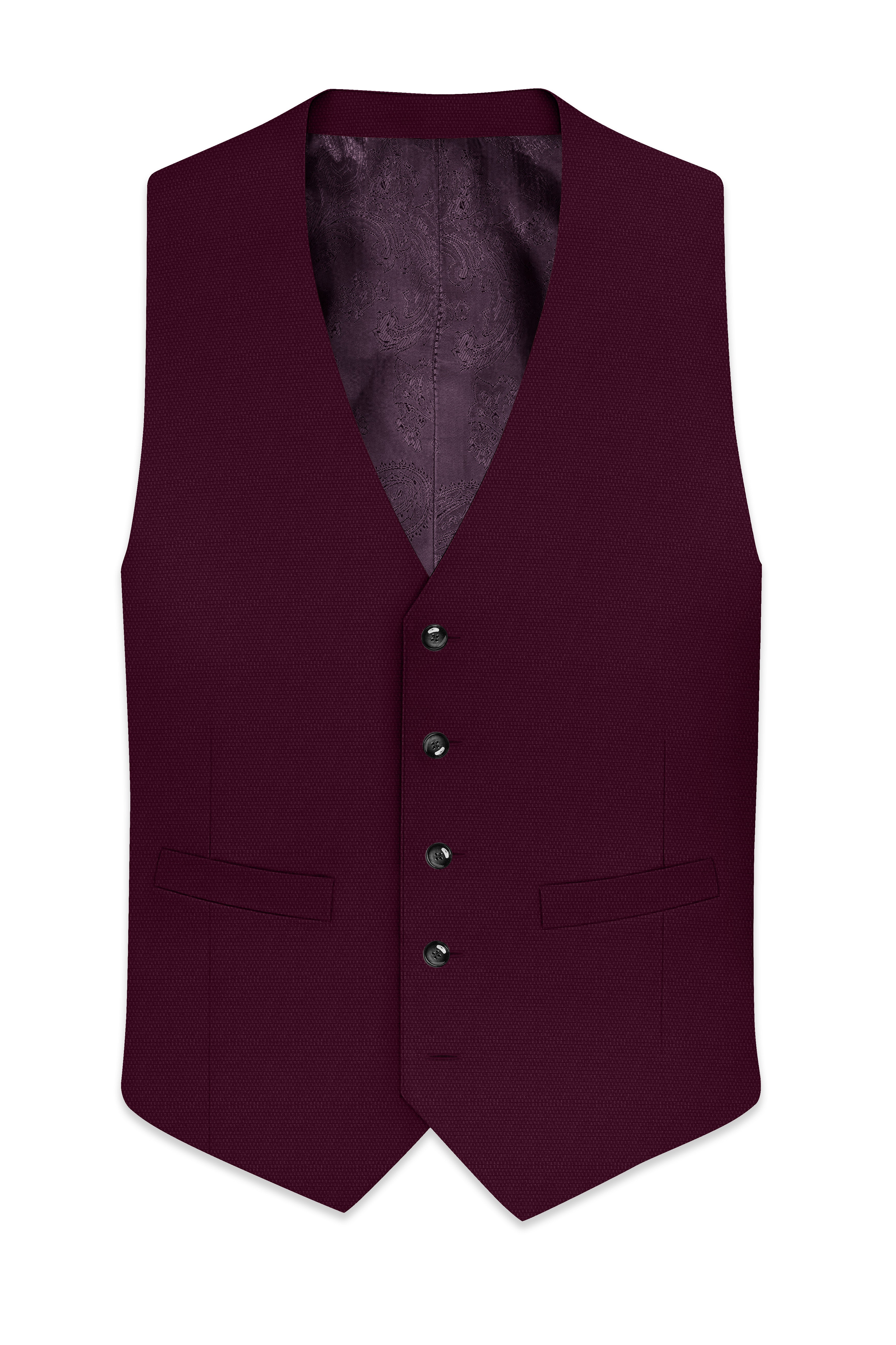 Magenta Maroon Wool Rich Waistcoat
