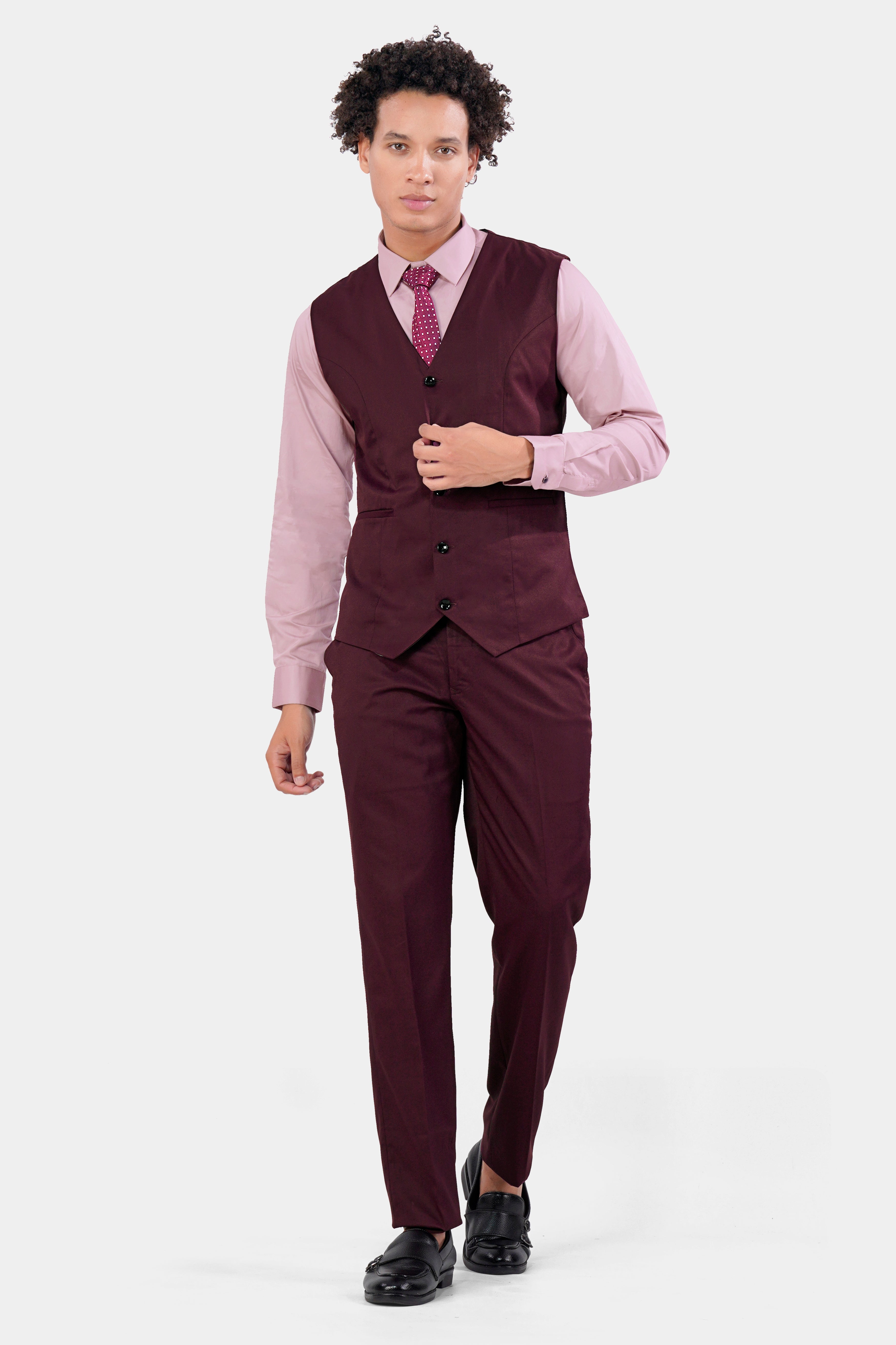 Magenta Maroon Wool Rich Waistcoat V2949-36, V2949-38, V2949-40, V2949-42, V2949-44, V2949-46, V2949-48, V2949-50, V2949-49, V2949-54, V2949-56, V2949-58, V2949-60