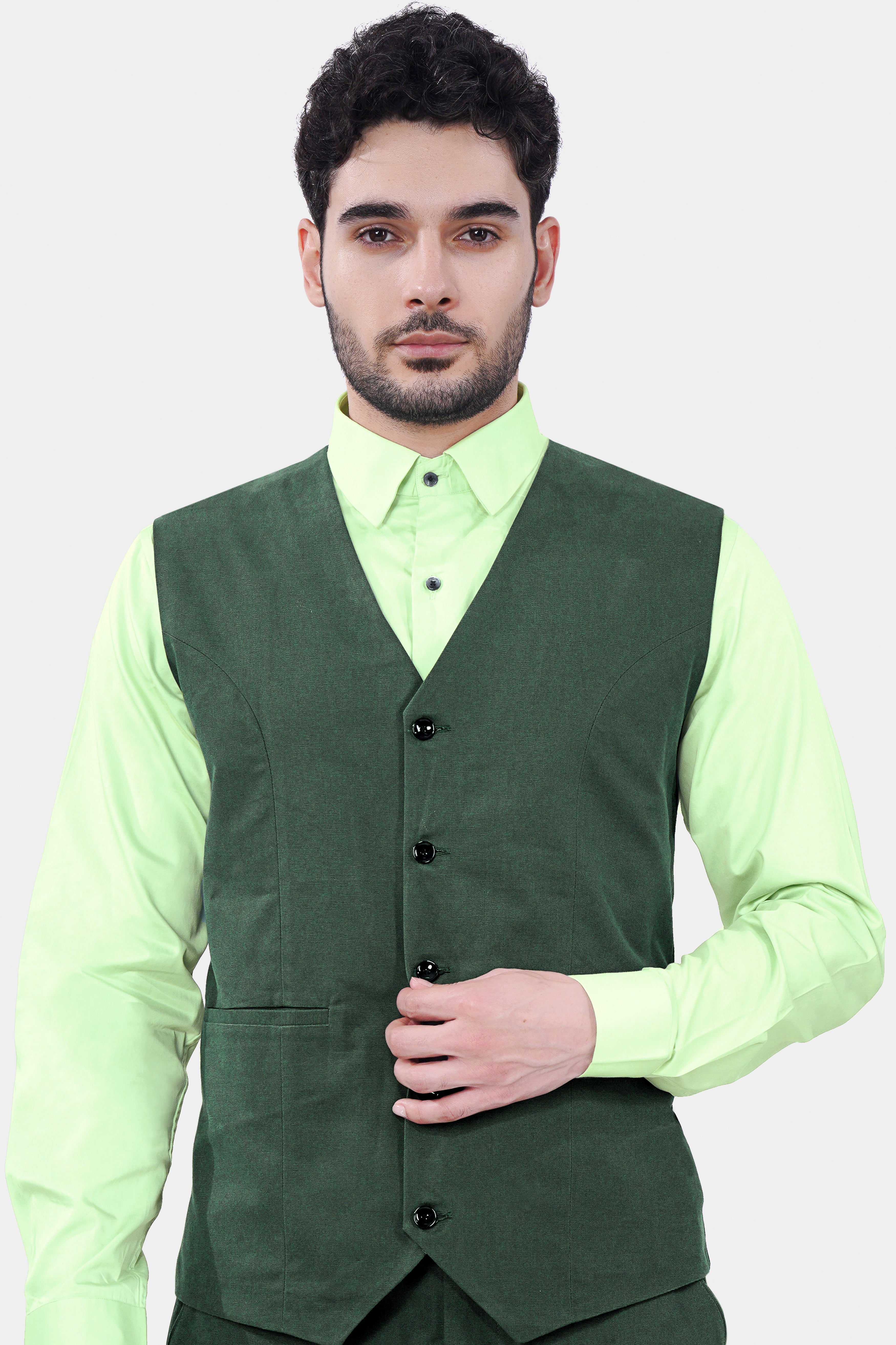 Fern Green Premium Cotton Waistcoat V2970-36, V2970-38, V2970-40, V2970-42, V2970-44, V2970-46, V2970-48, V2970-50, V2970-70, V2970-54, V2970-56, V2970-58, V2970-60