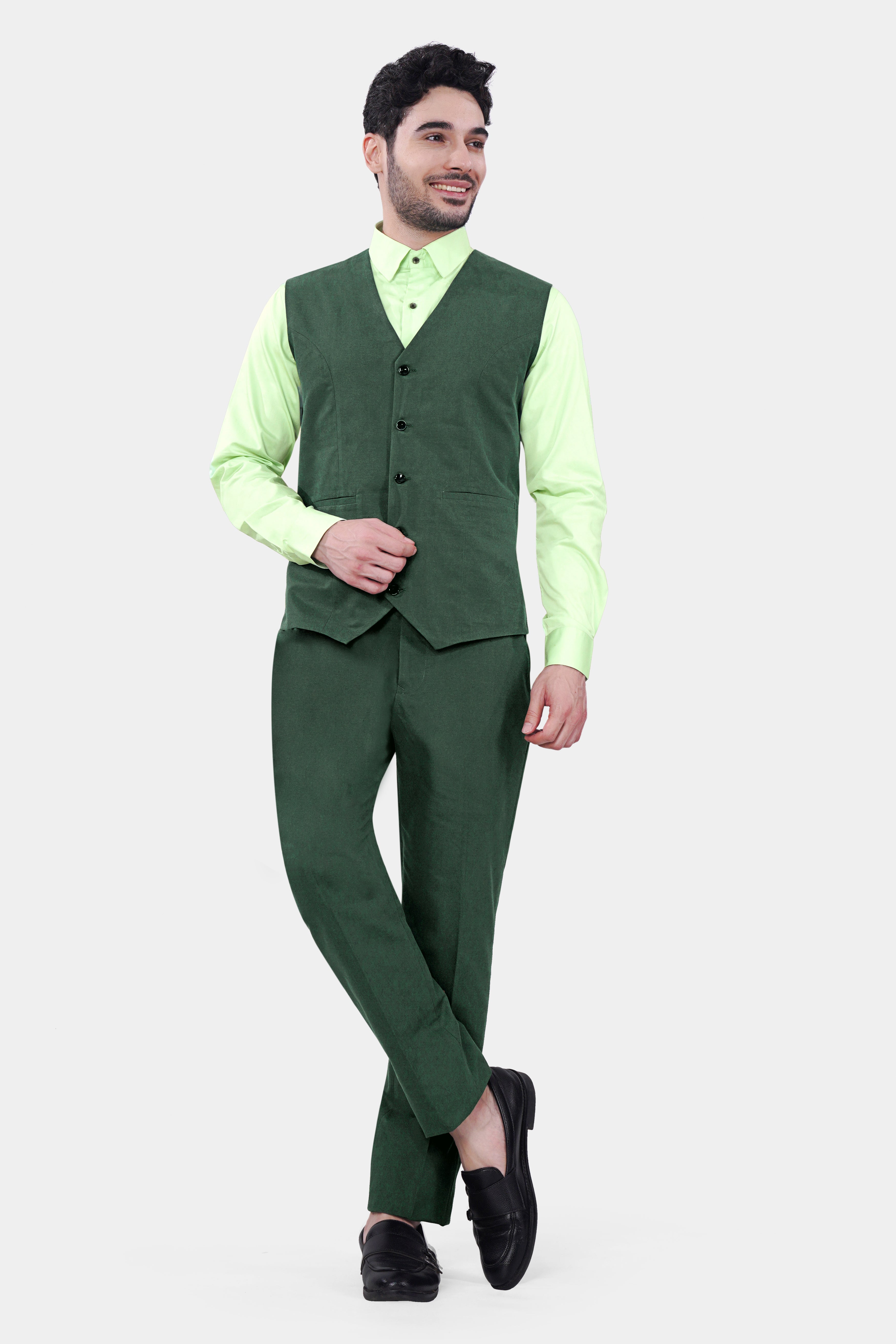 Fern Green Premium Cotton Waistcoat V2970-36, V2970-38, V2970-40, V2970-42, V2970-44, V2970-46, V2970-48, V2970-50, V2970-70, V2970-54, V2970-56, V2970-58, V2970-60