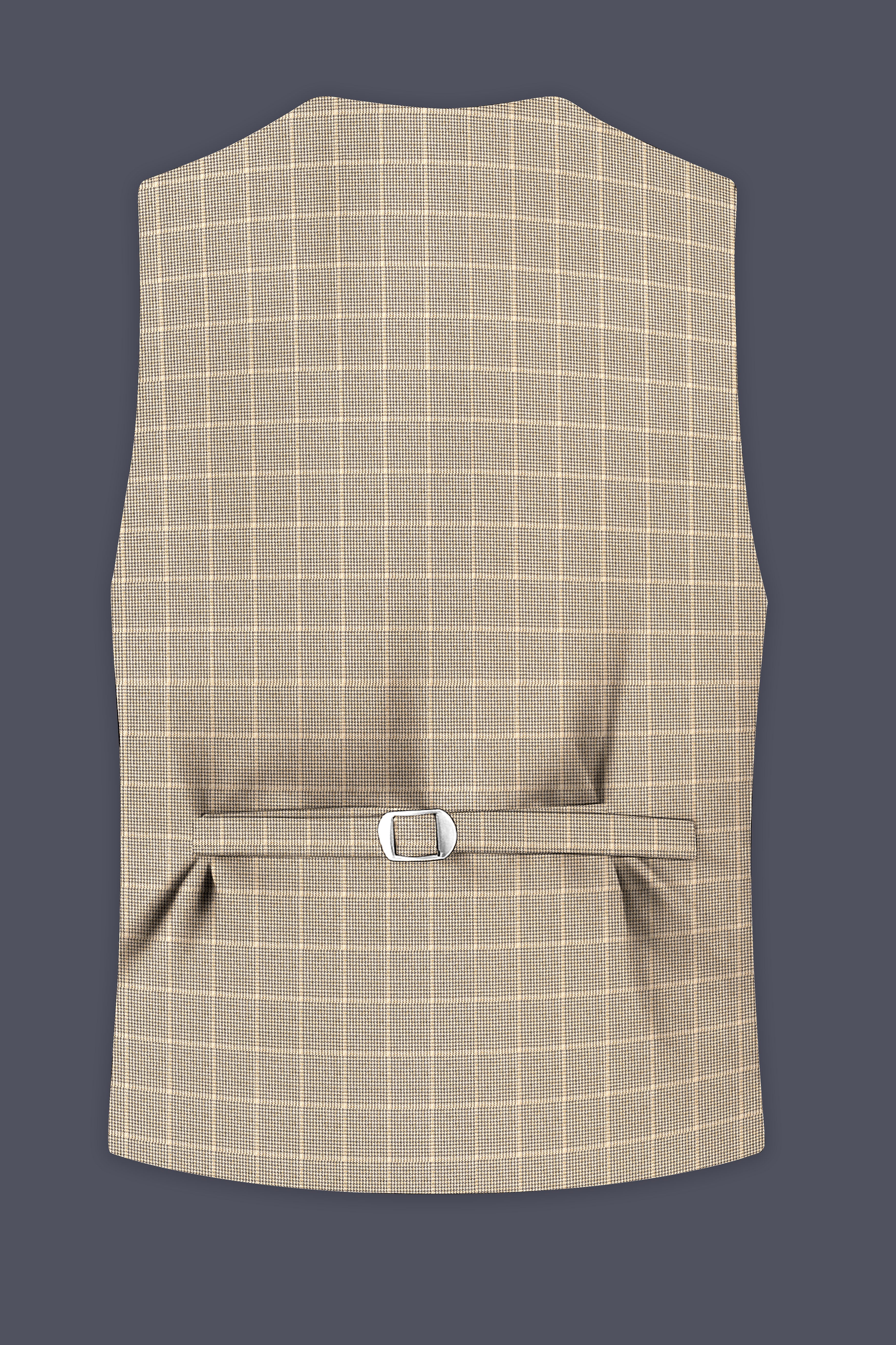 Apricot Brown Plaid Wool Rich Waistcoats