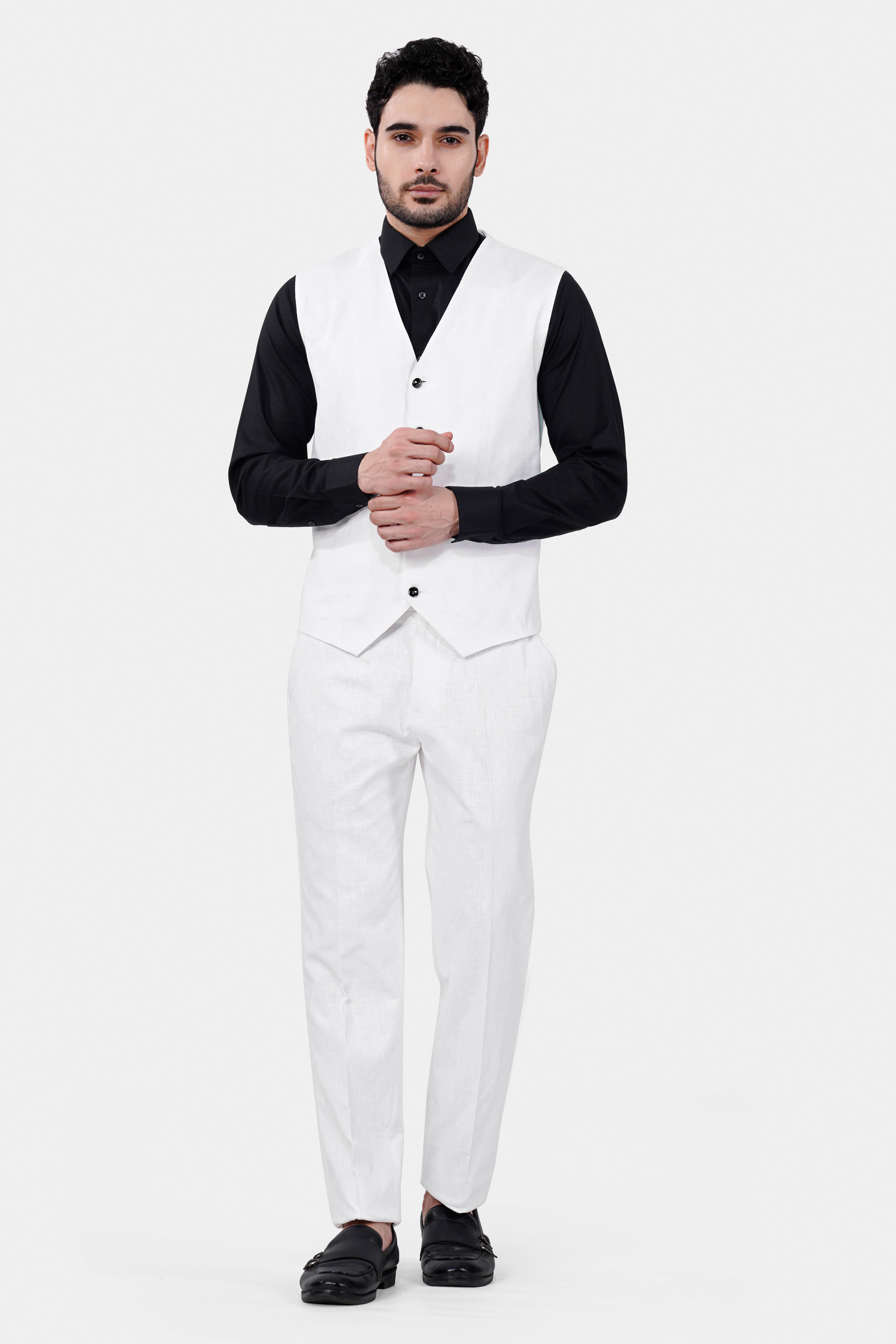 Bright White Luxurious Linen Waistcoat V3042-36, V3042-38, V3042-40, V3042-42, V3042-44, V3042-46, V3042-48, V3042-50, V3042-42, V3042-54, V3042-56, V3042-58, V3042-60